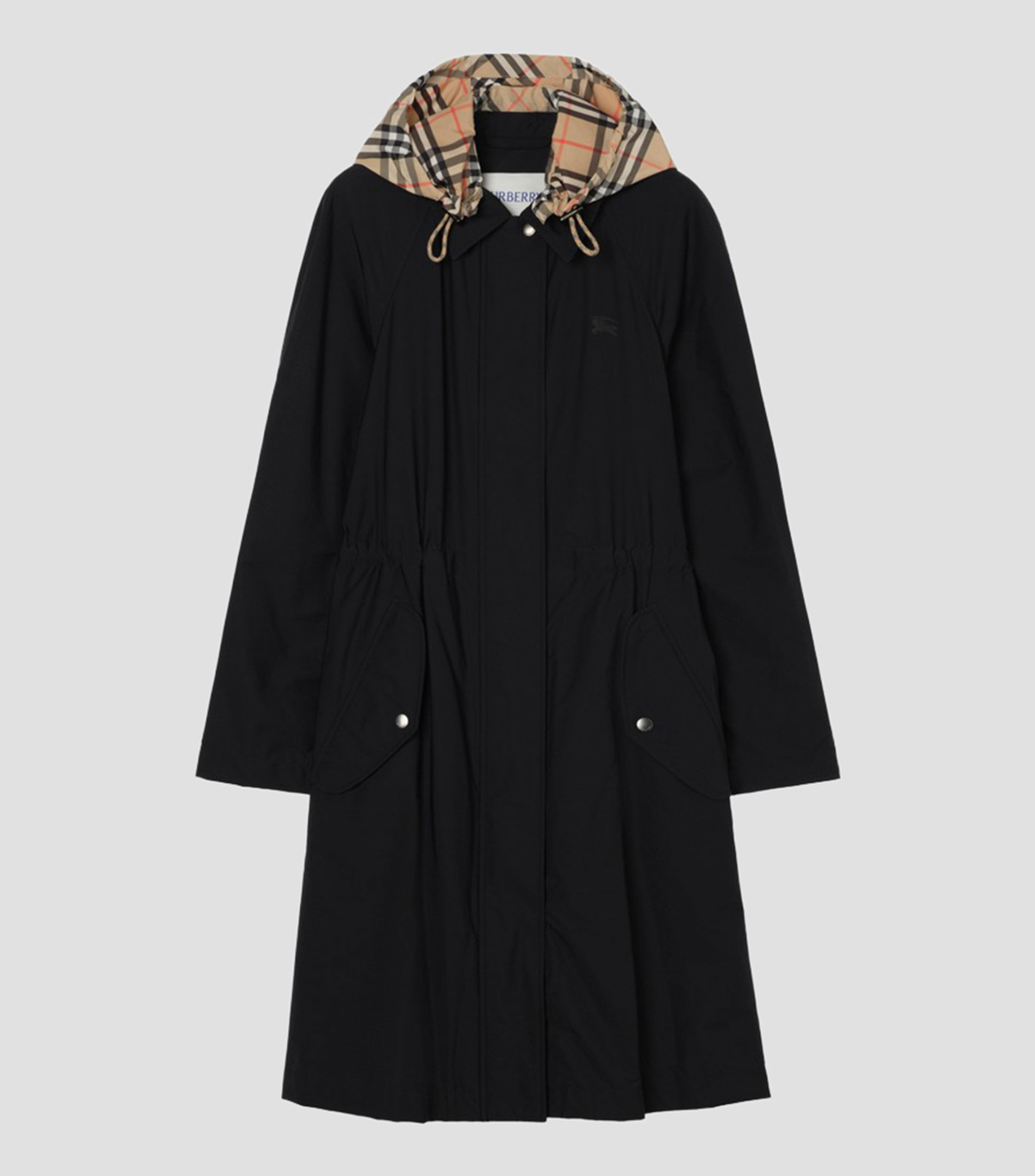 Chamarra parka con broches y capucha liso Mujer