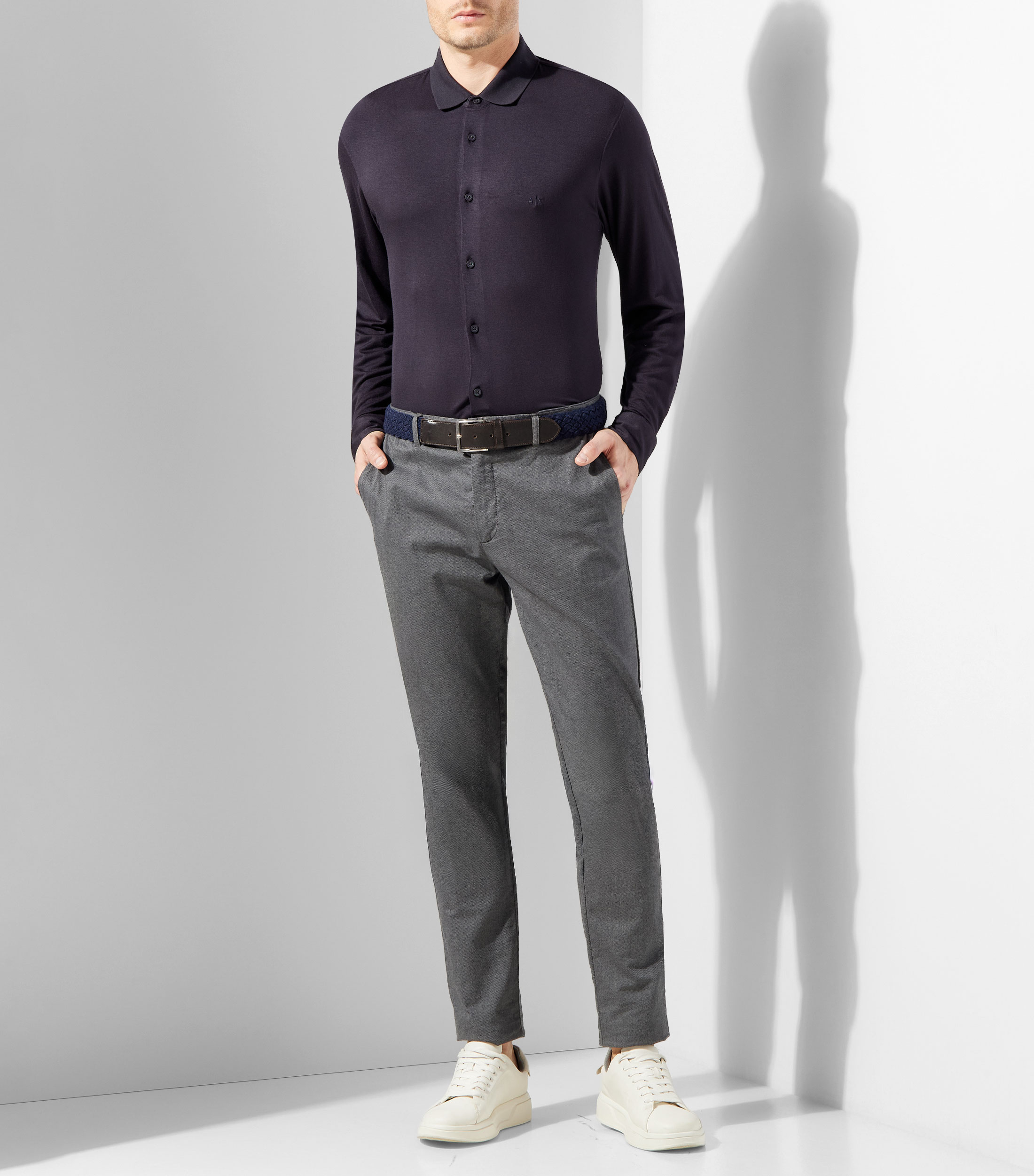 Camisa lisa de manga larga Hombre