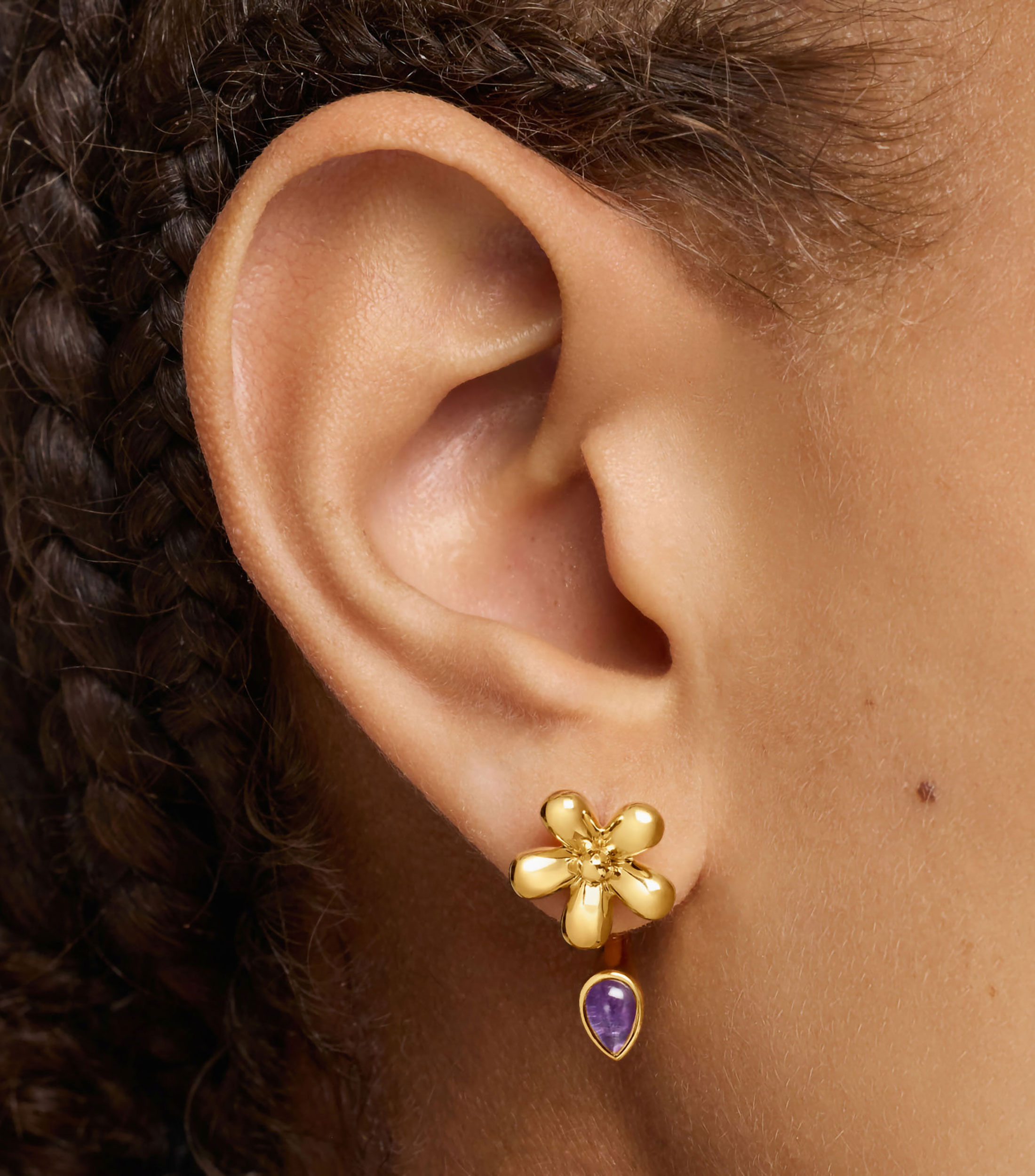 Aretes Daisy con amatista Mujer