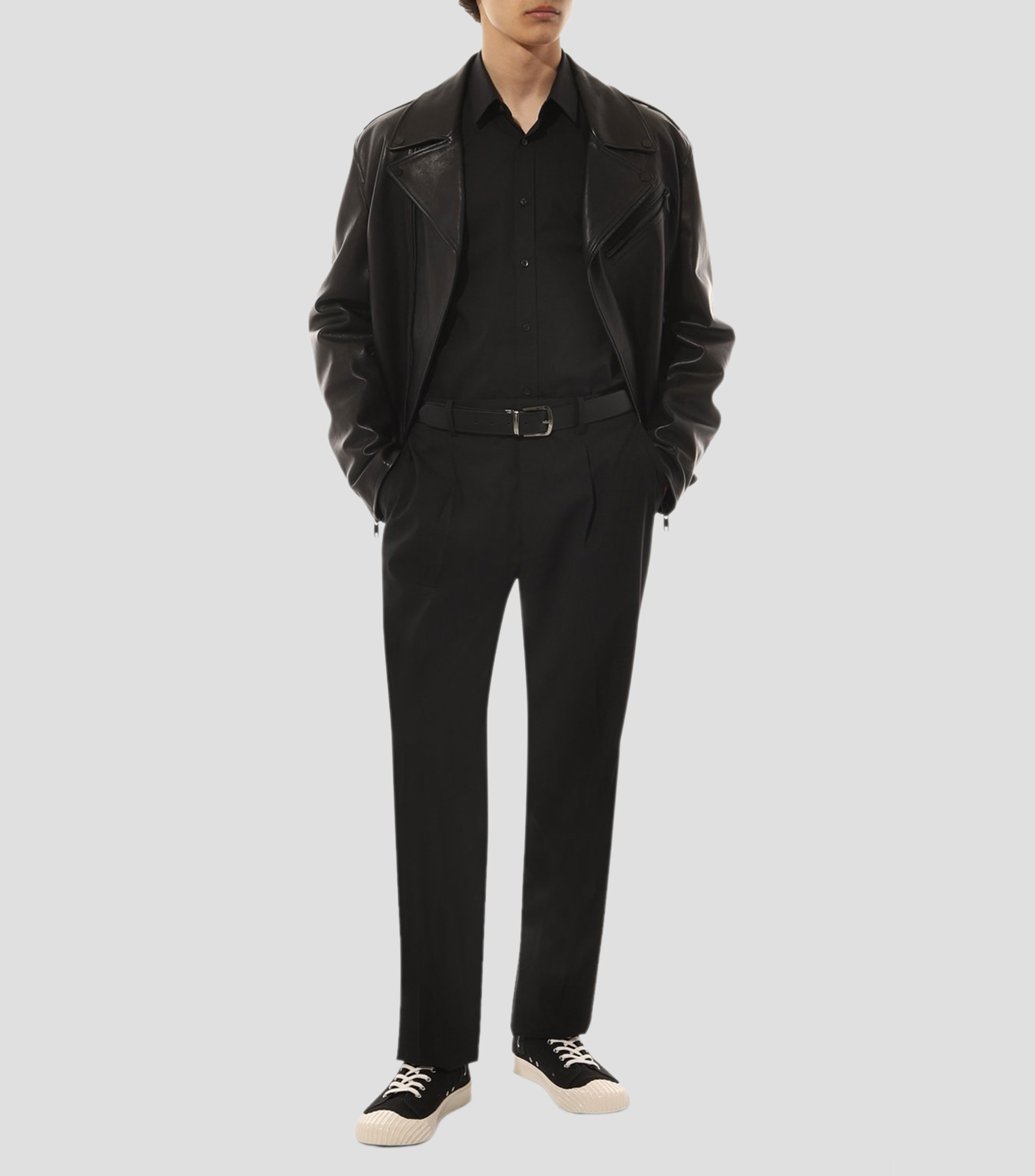 Camisa de corte ajustado en popelina de algodón elástico Hombre