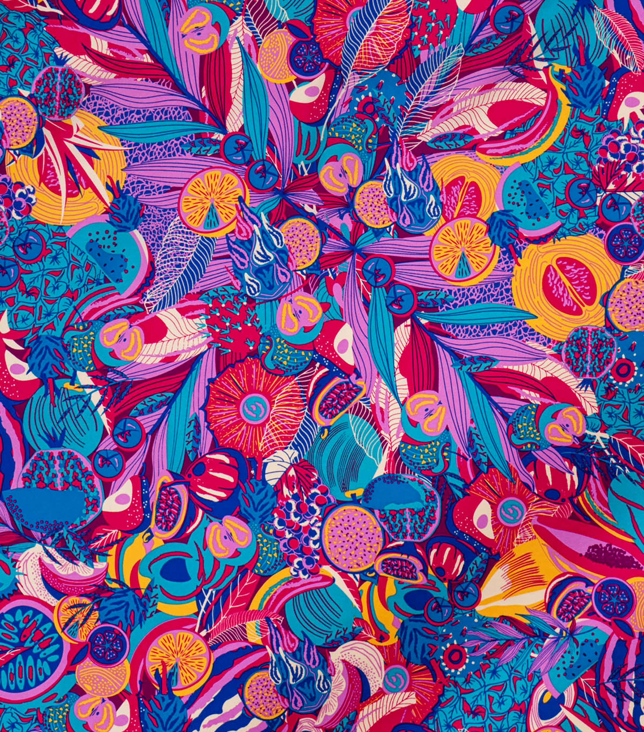 Mascada de seda fucsia estampada Mujer
