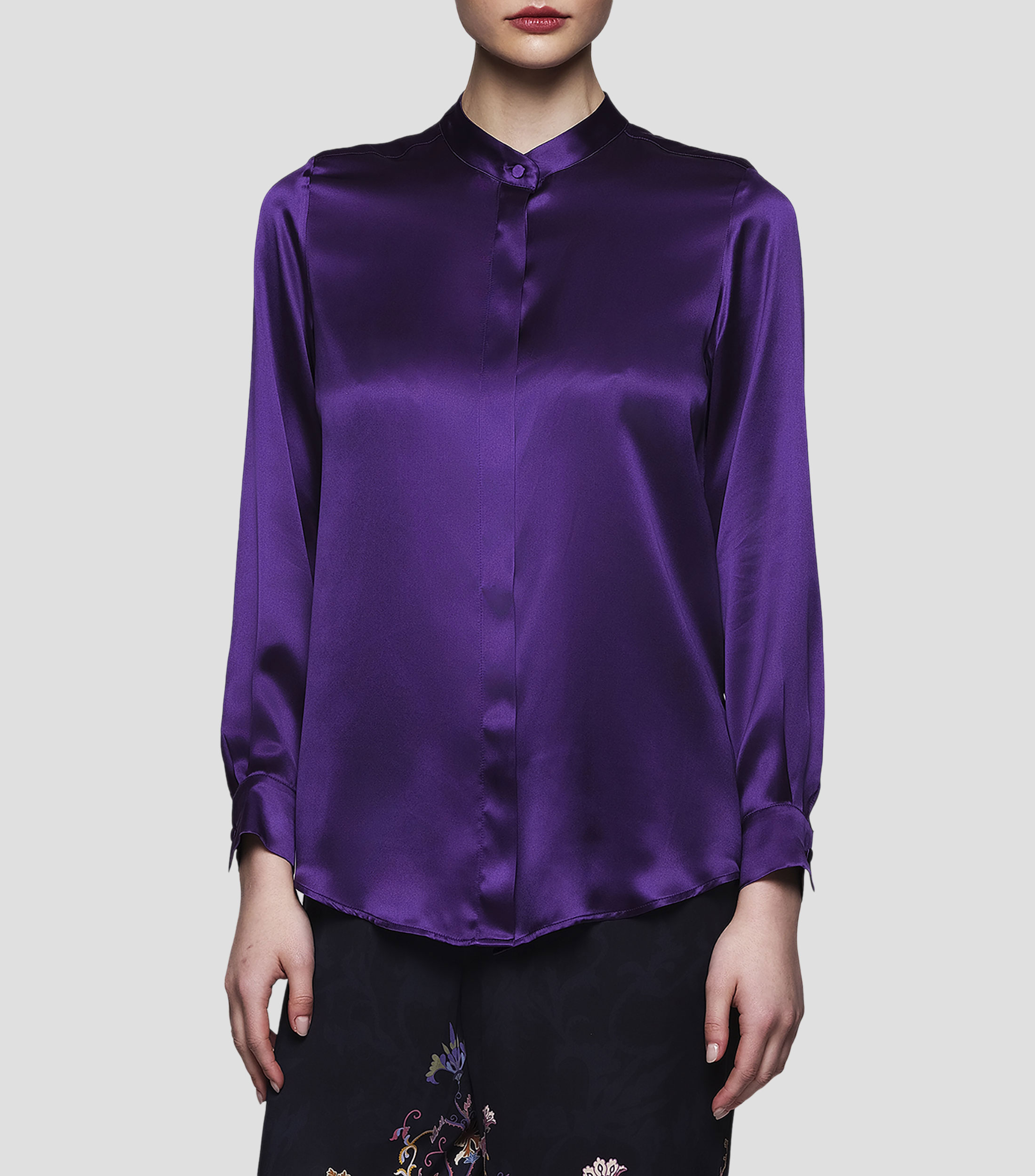 Blusa lisa de manga larga Mujer