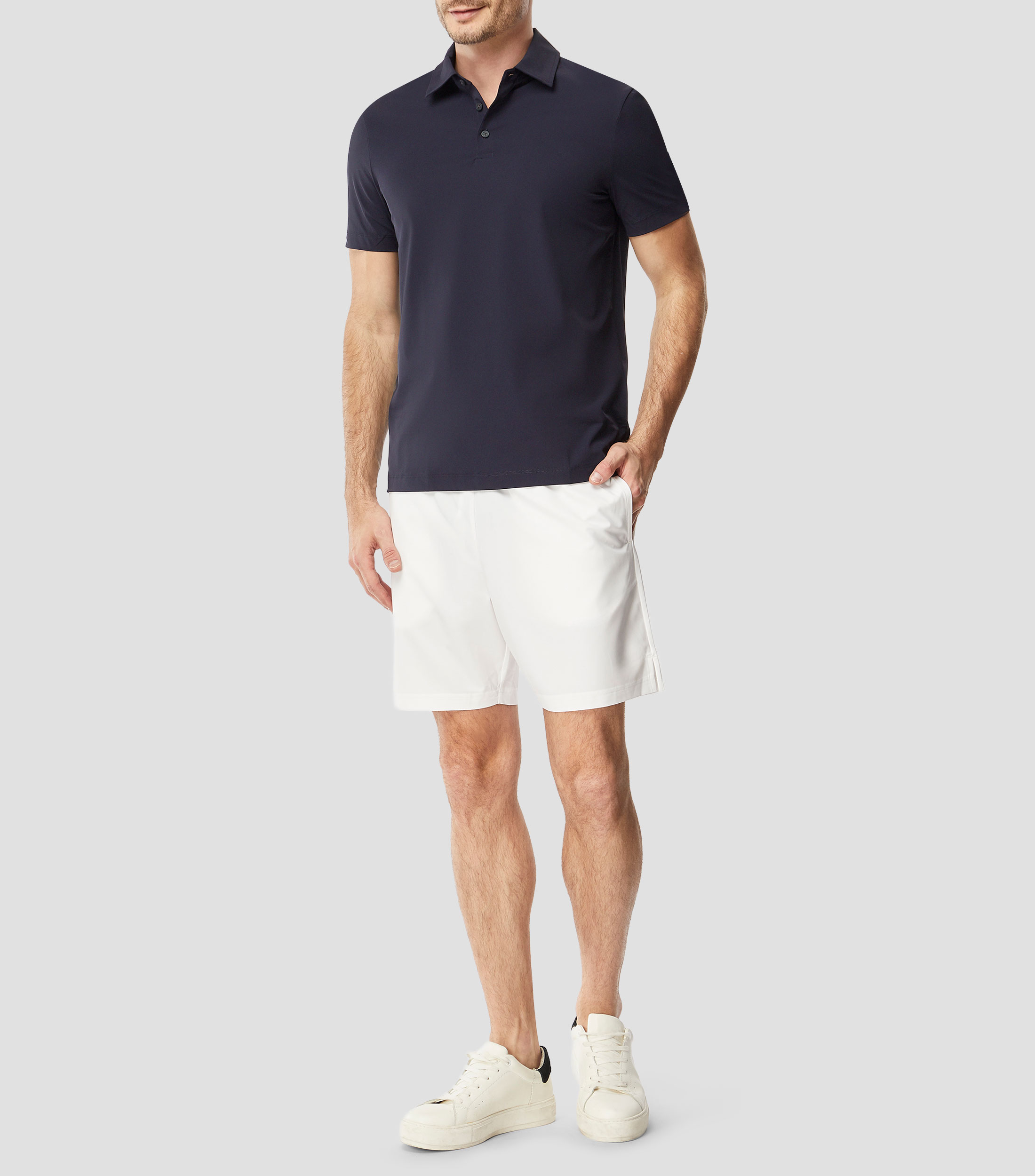 Playera tipo polo con manga corta lisa Hombre