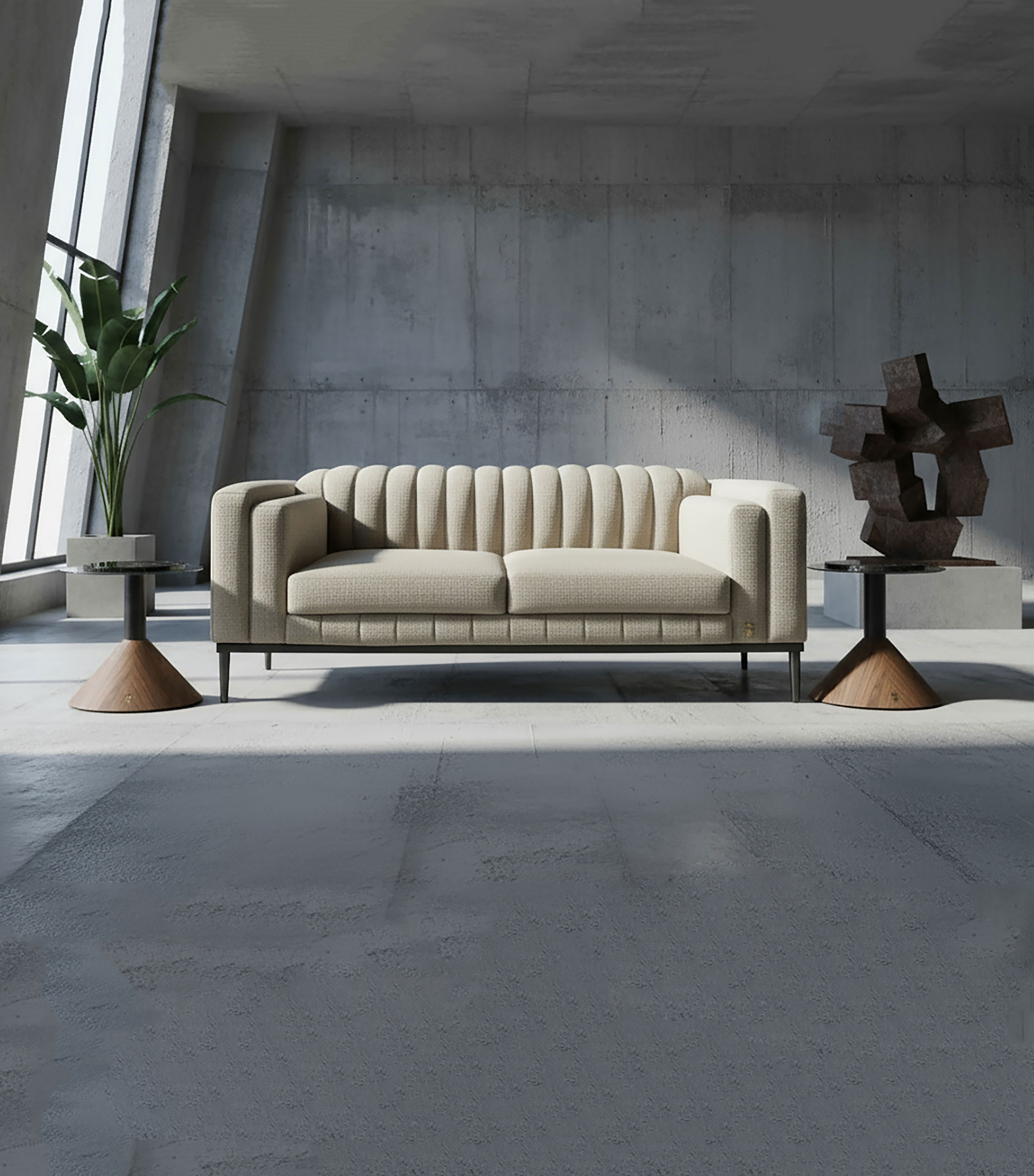 Mesa lateral Beverly II chica en madera y vidrio
