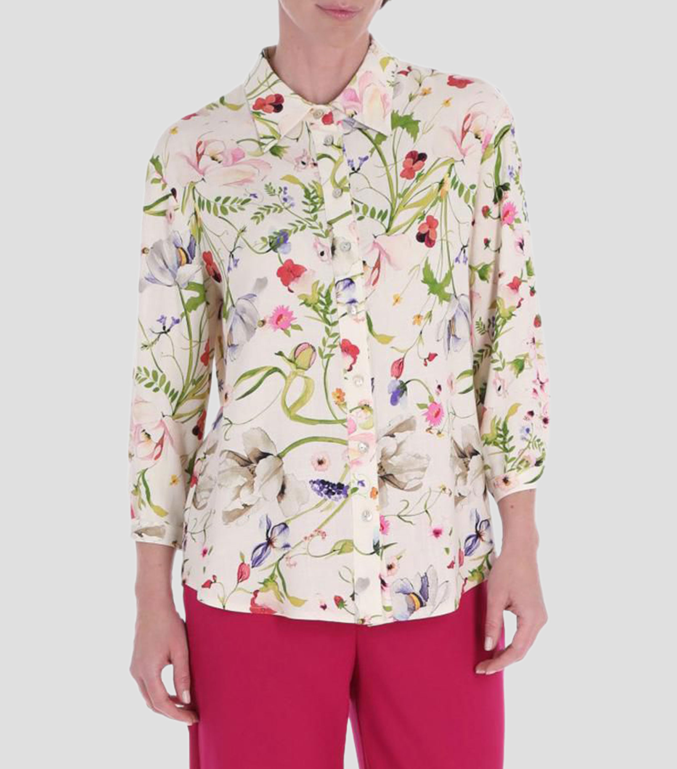 Camisa con estampado manga 3/4 Mujer