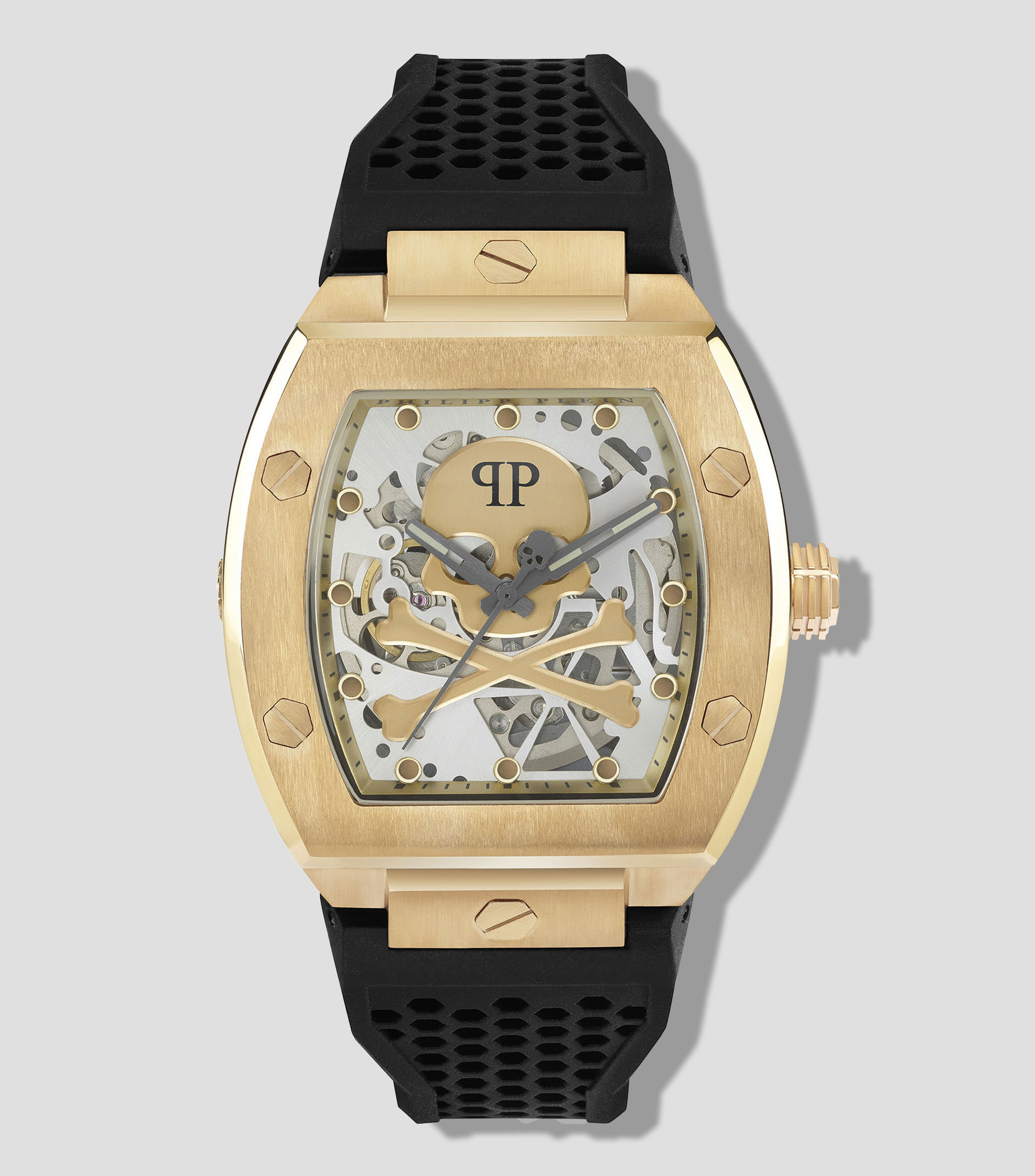 Reloj para hombre The Skeleton de vestir Craneo Dorado