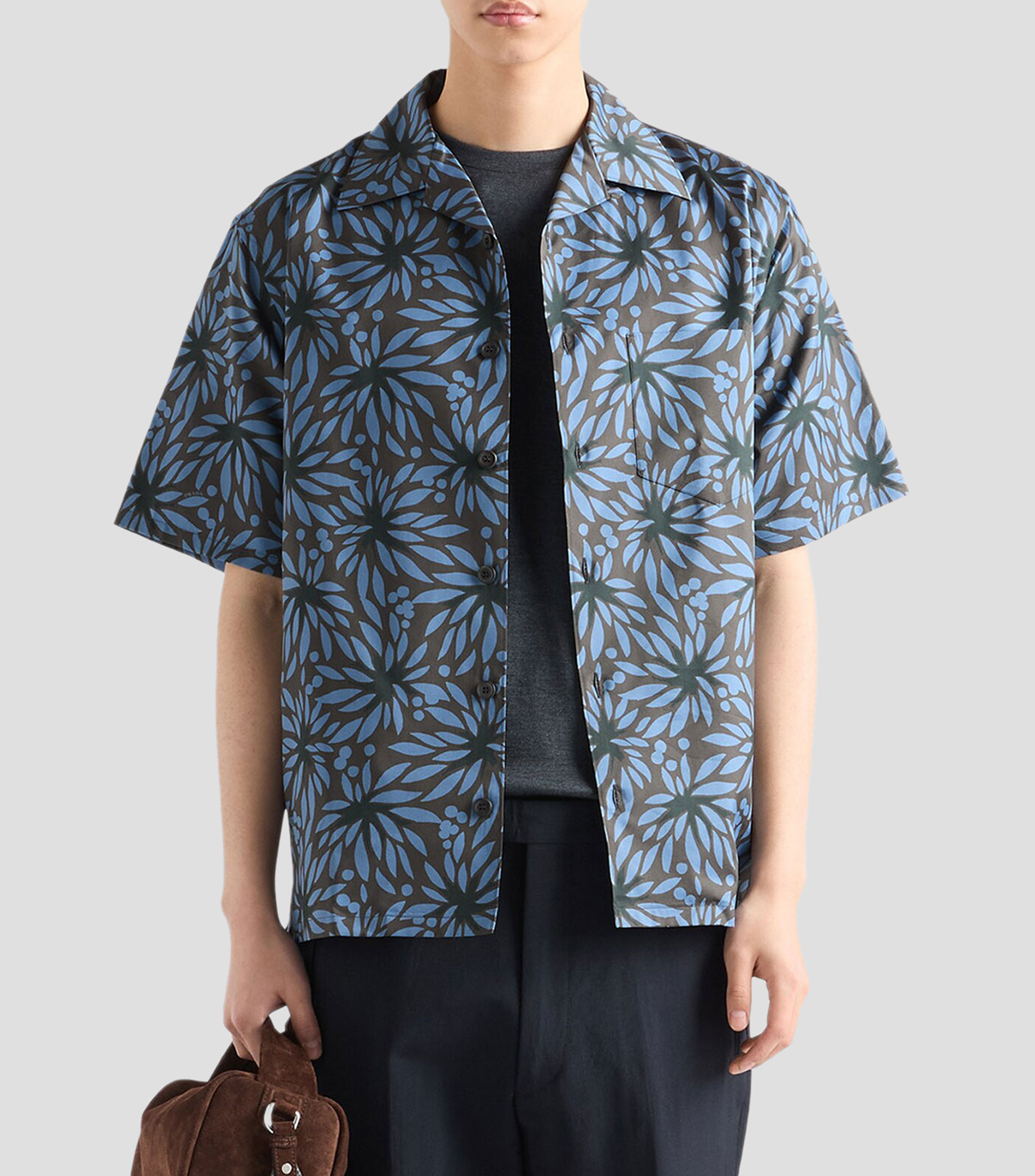 Camisa de bolera estampada manga corta Hombre