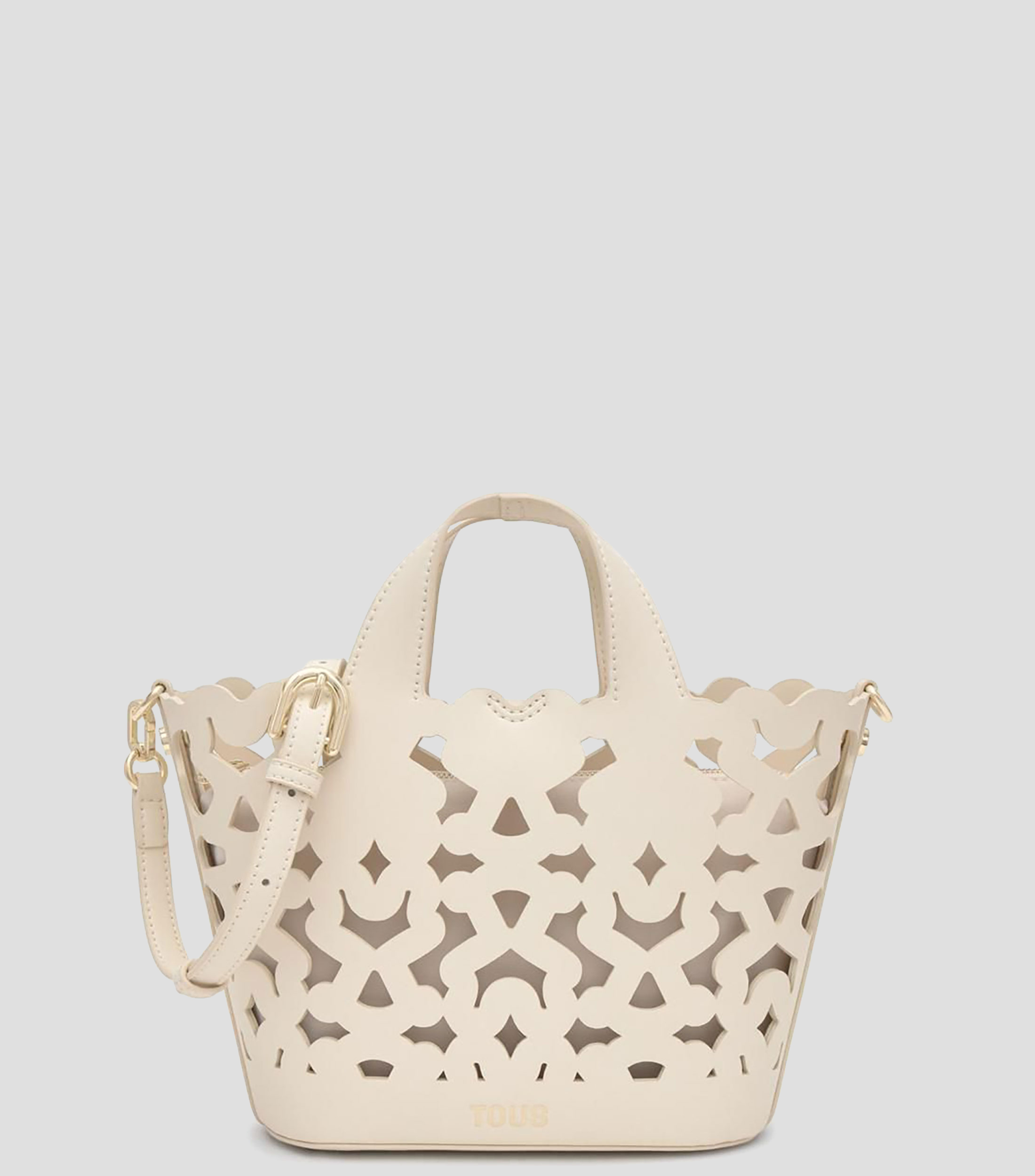 Bolsa crossbody beige en piel sintética Bear Shock lisa Mujer