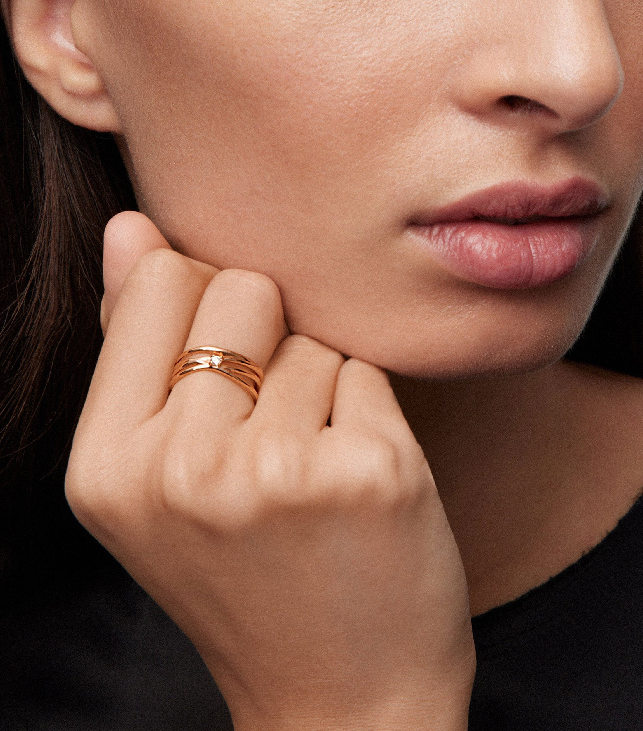 Anillo en oro rosa con diamante Idalia Mujer