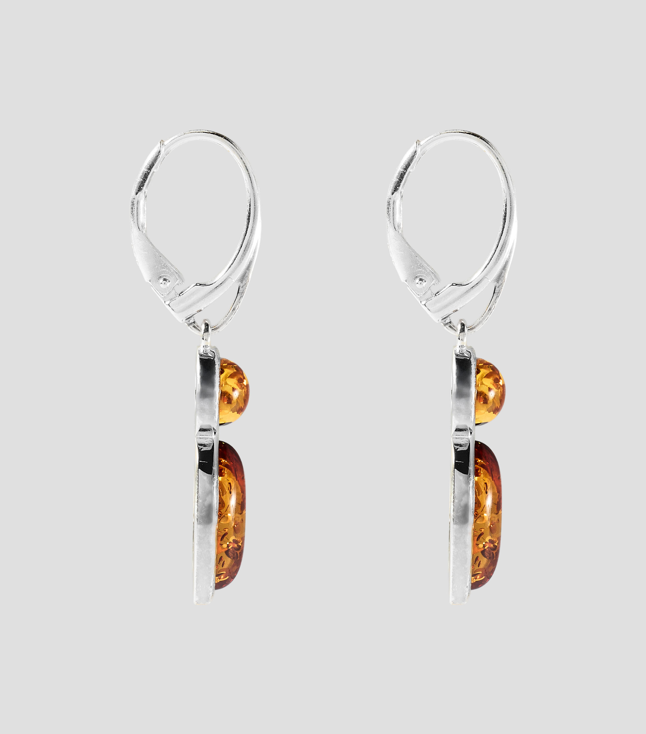 Aretes en Plata .925 con ámbar Mujer