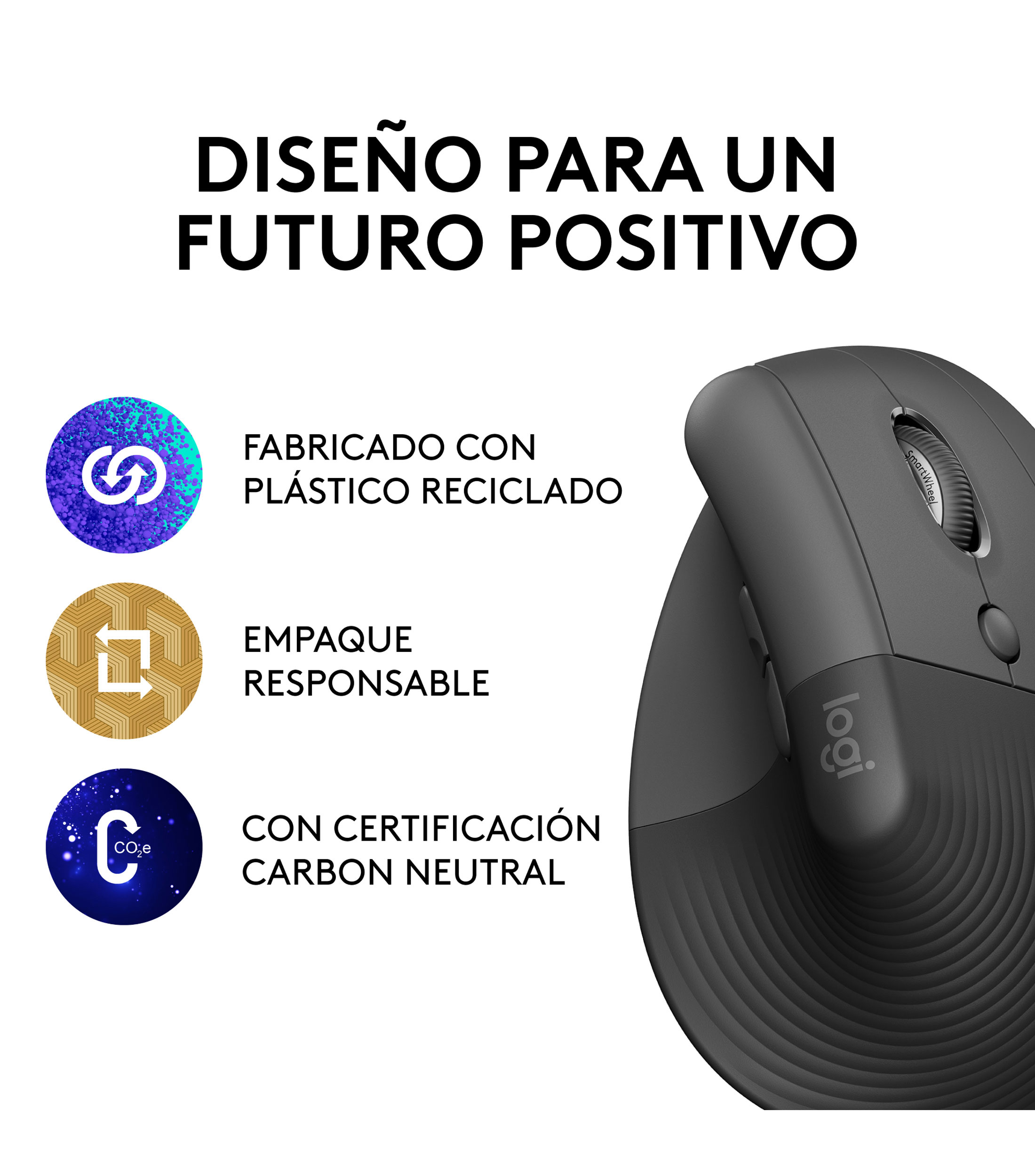 Mouse Inalámbrico Lift Vertical Ergonómico Bluetooth - Negro