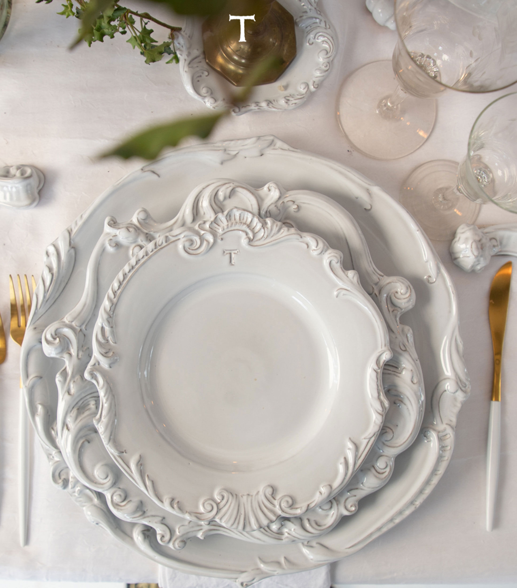Plato para ensalada Meissonnier blanco en cerámica