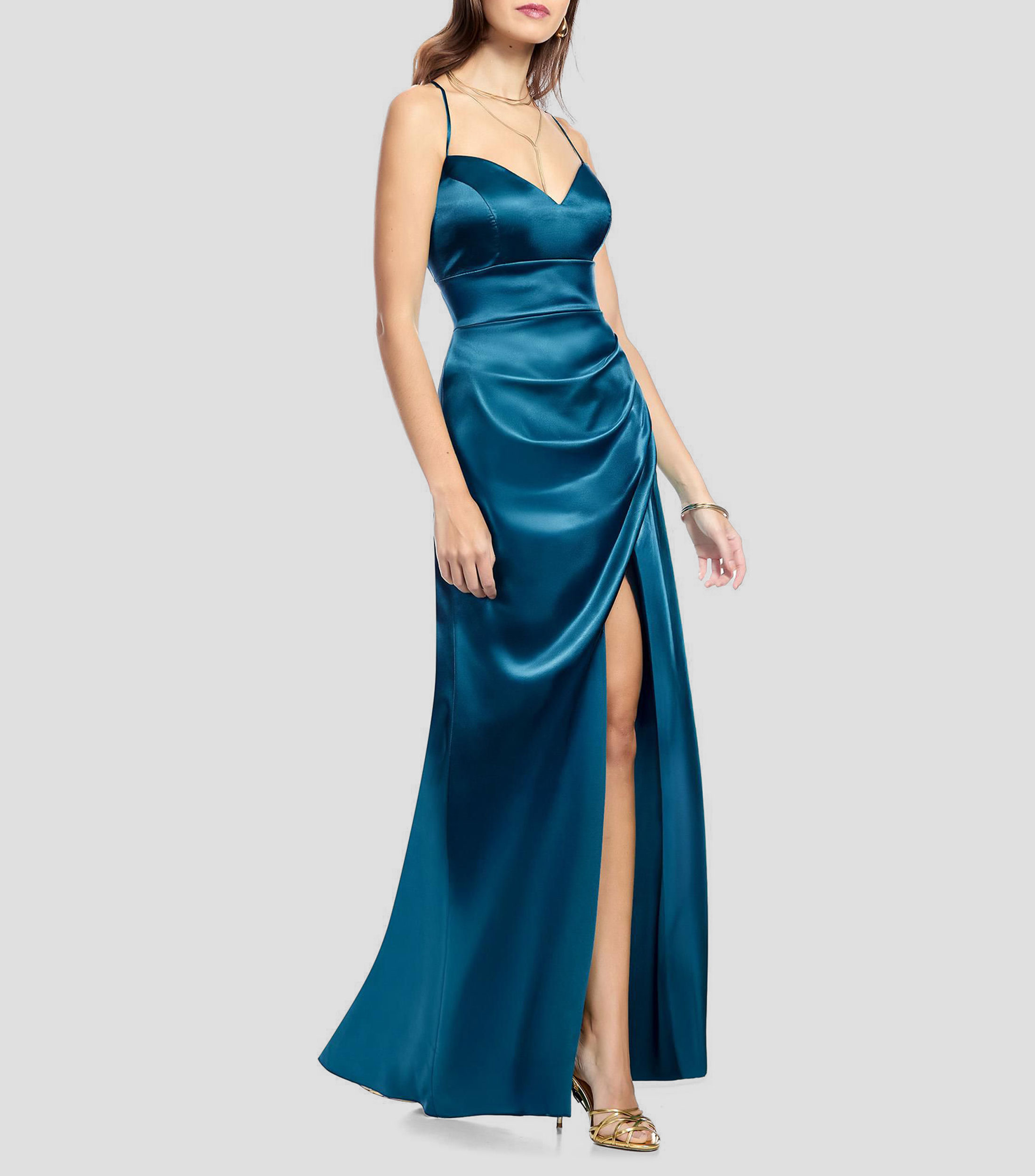 Vestido de fiesta largo liso Mujer