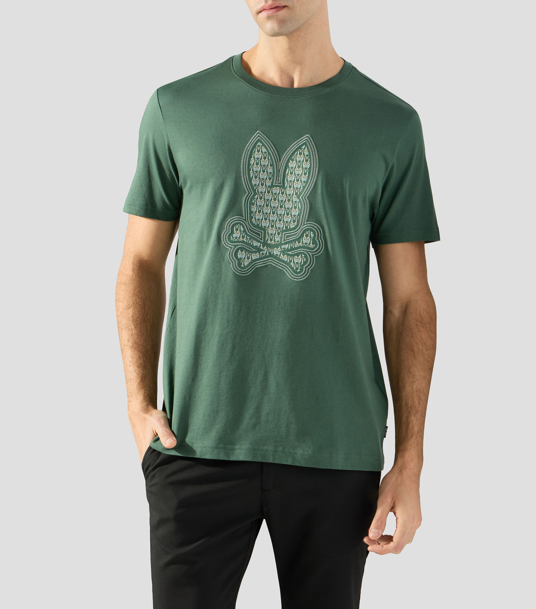 Playera cuello redondo manga corta estampada Hombre
