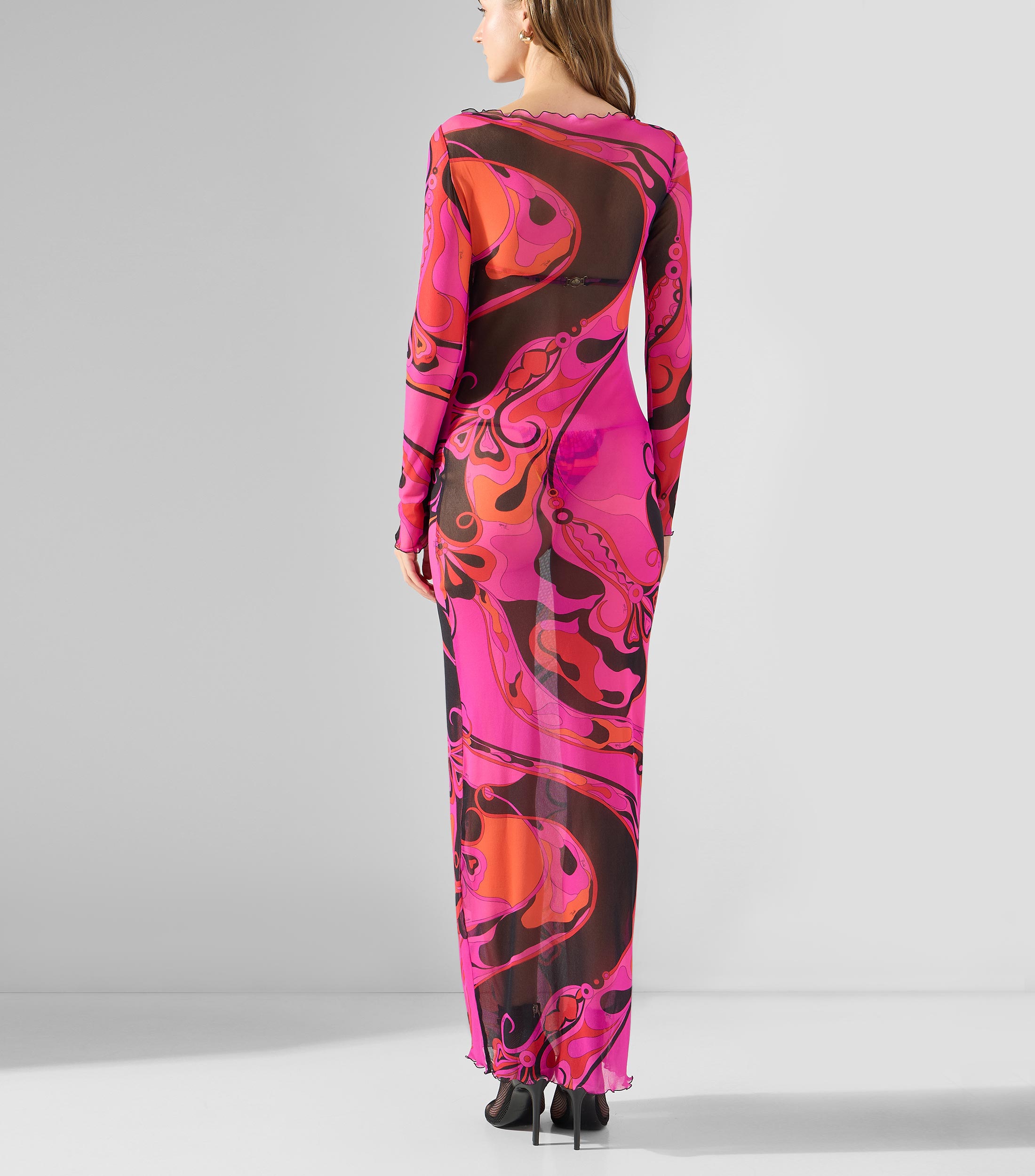 Vestido maxi con manga larga estampado Mujer