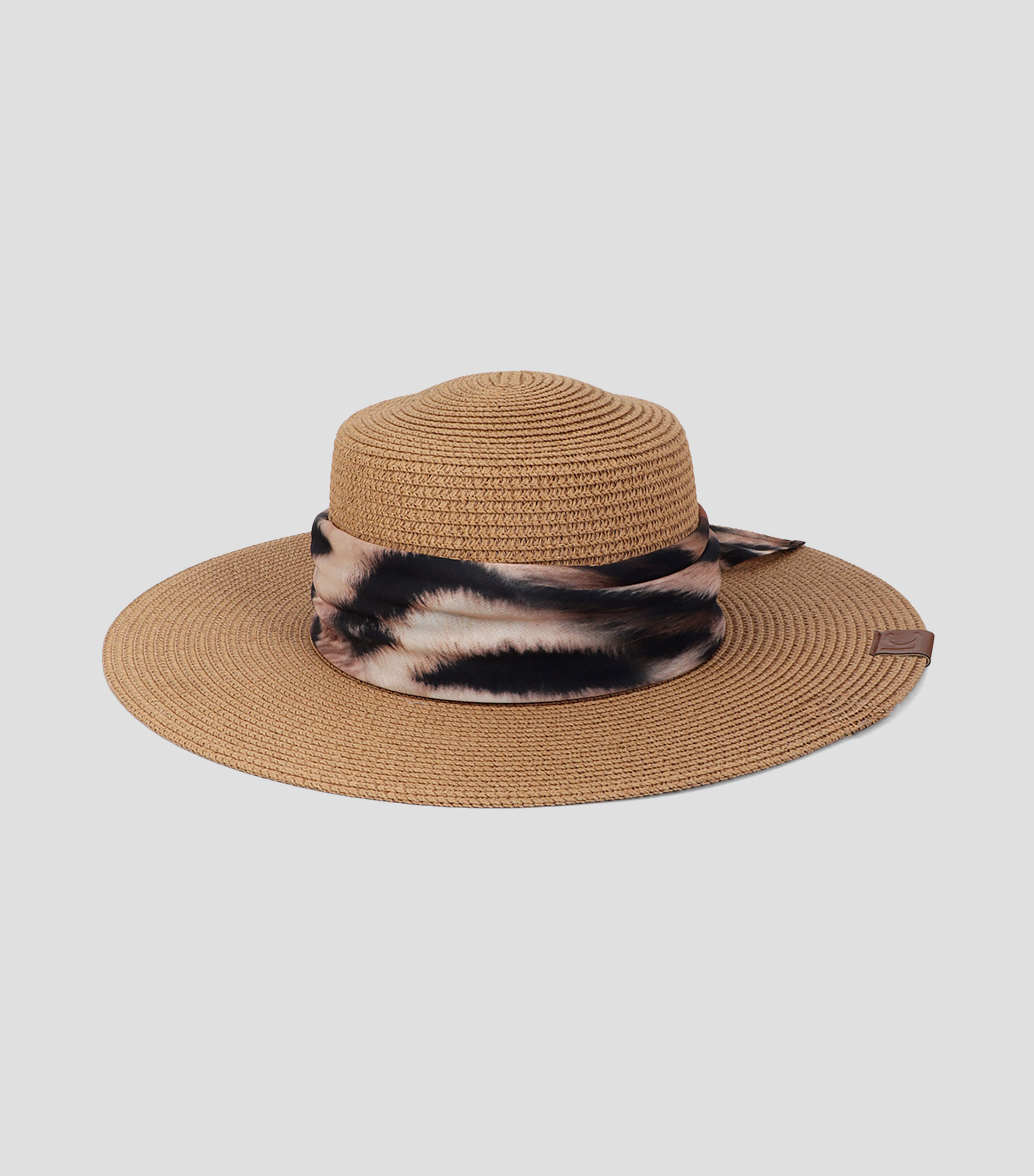 Sombrero de playa con lazada estampada Mujer