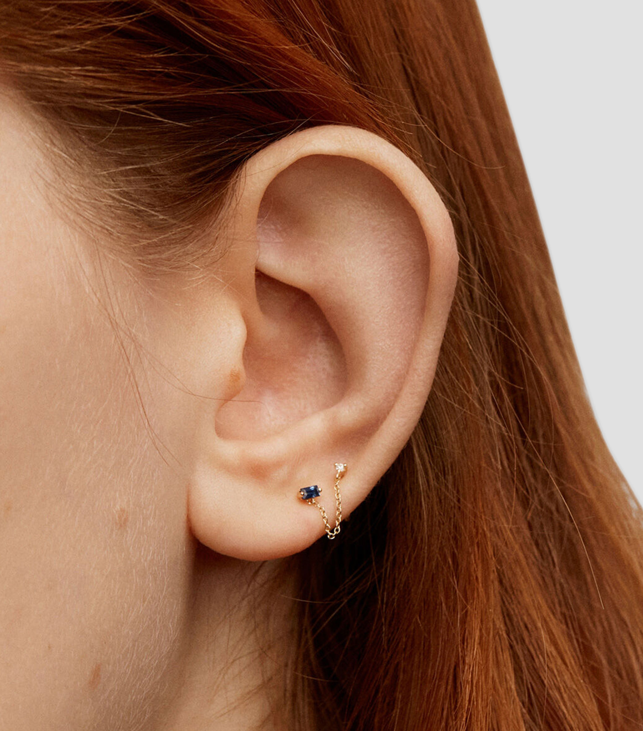Arete en oro 9 Kilates con zafiro y diamante Great Three Mujer