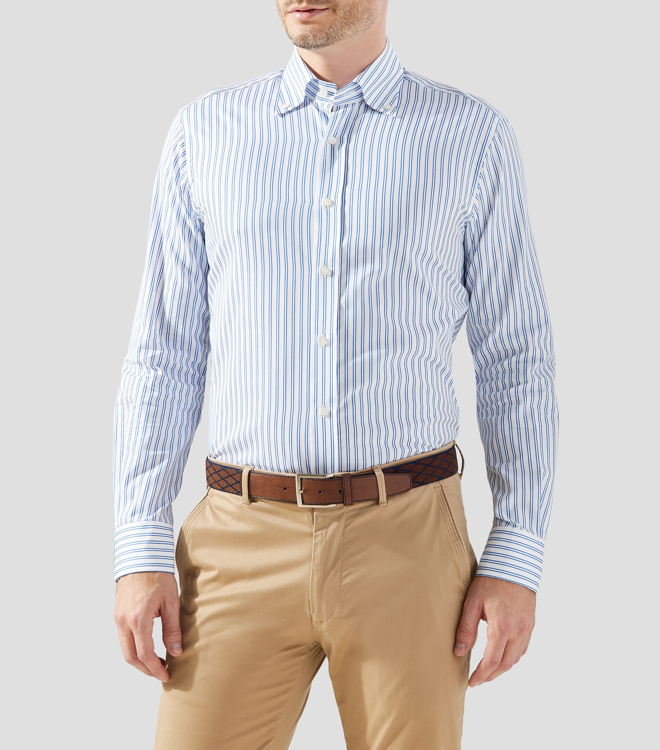 Camisa a rayas manga larga Hombre