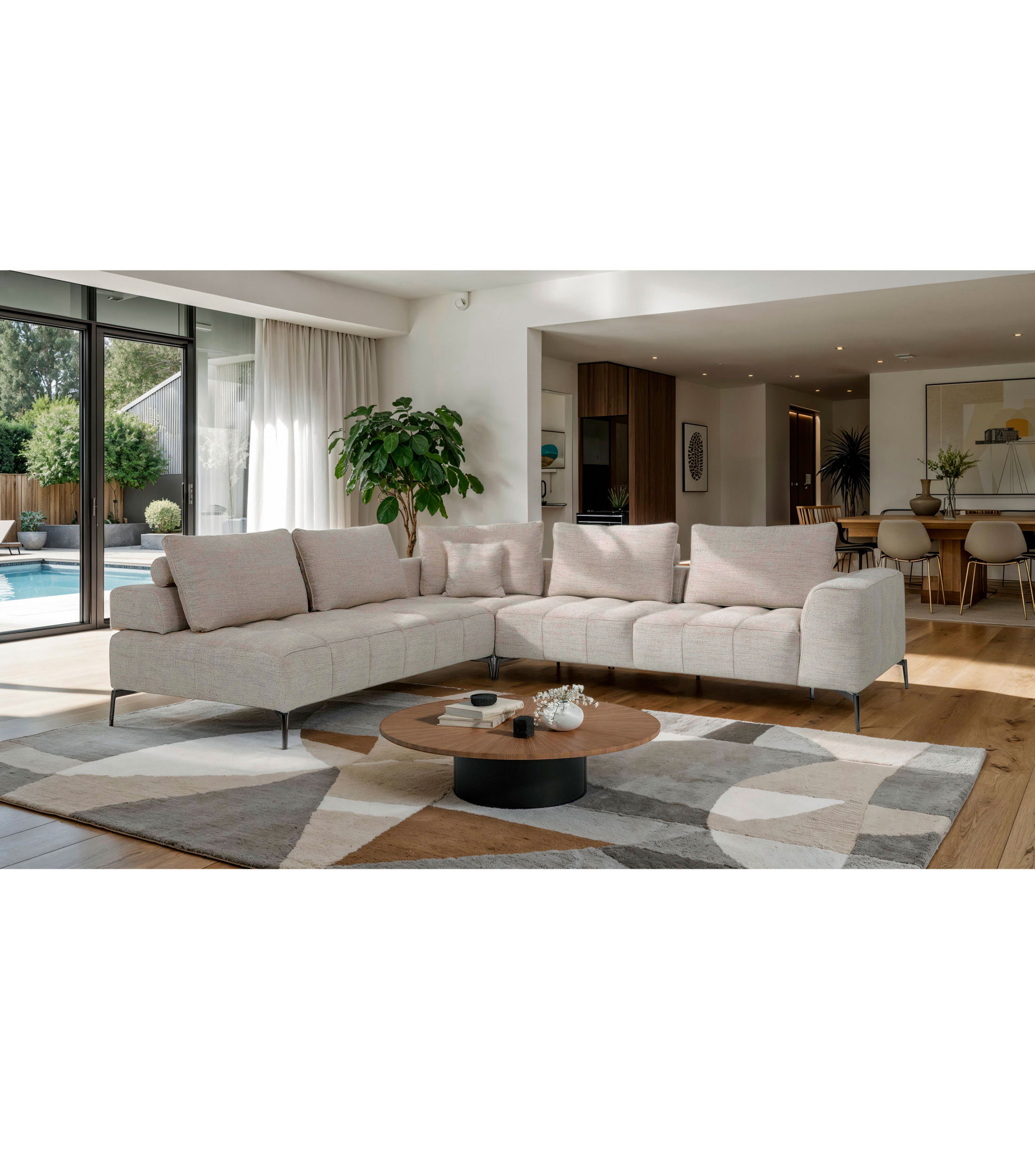 Sillón Esquinera Derecho Bini Diamante Beige