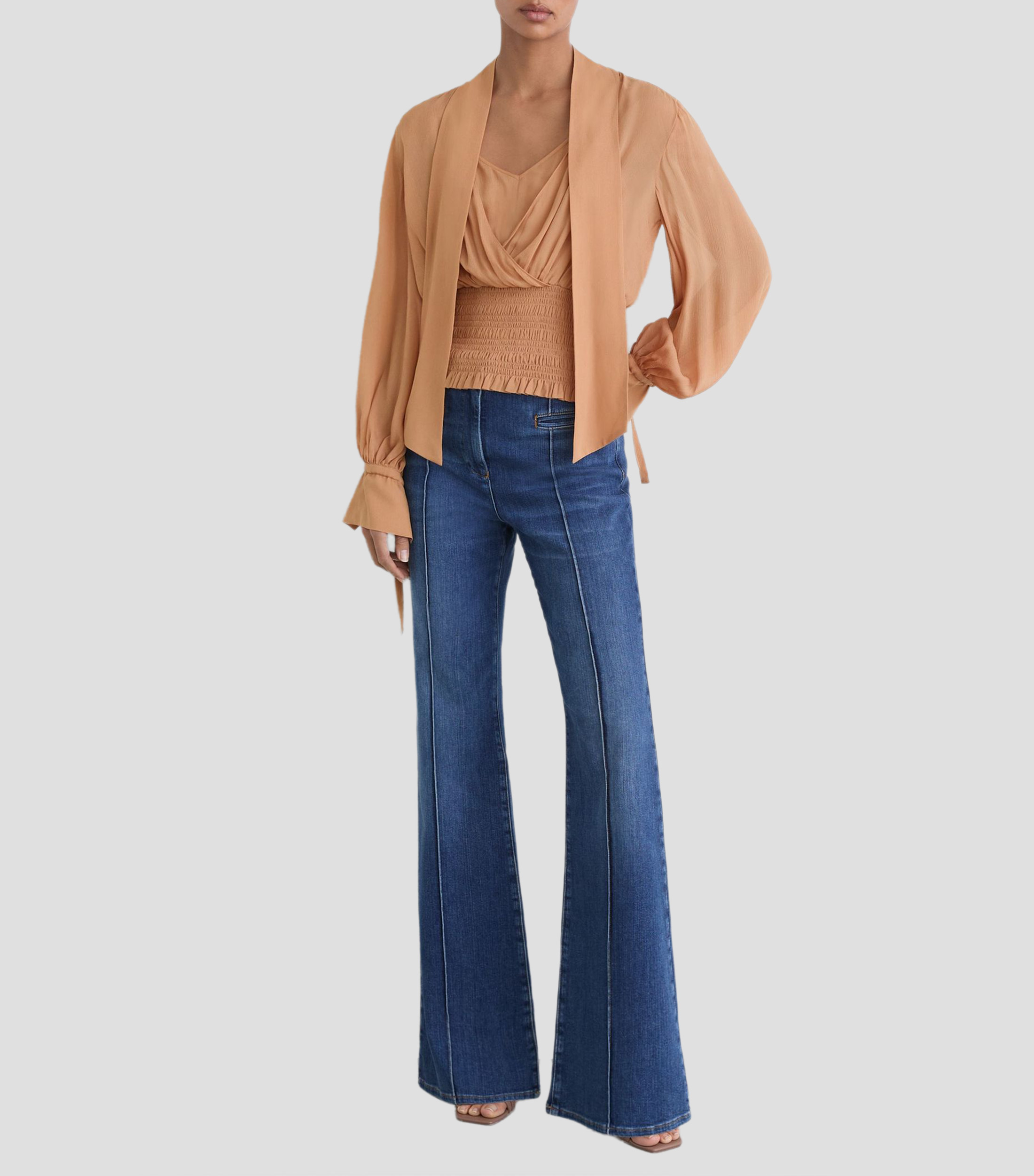Blusa lisa manga larga Mujer