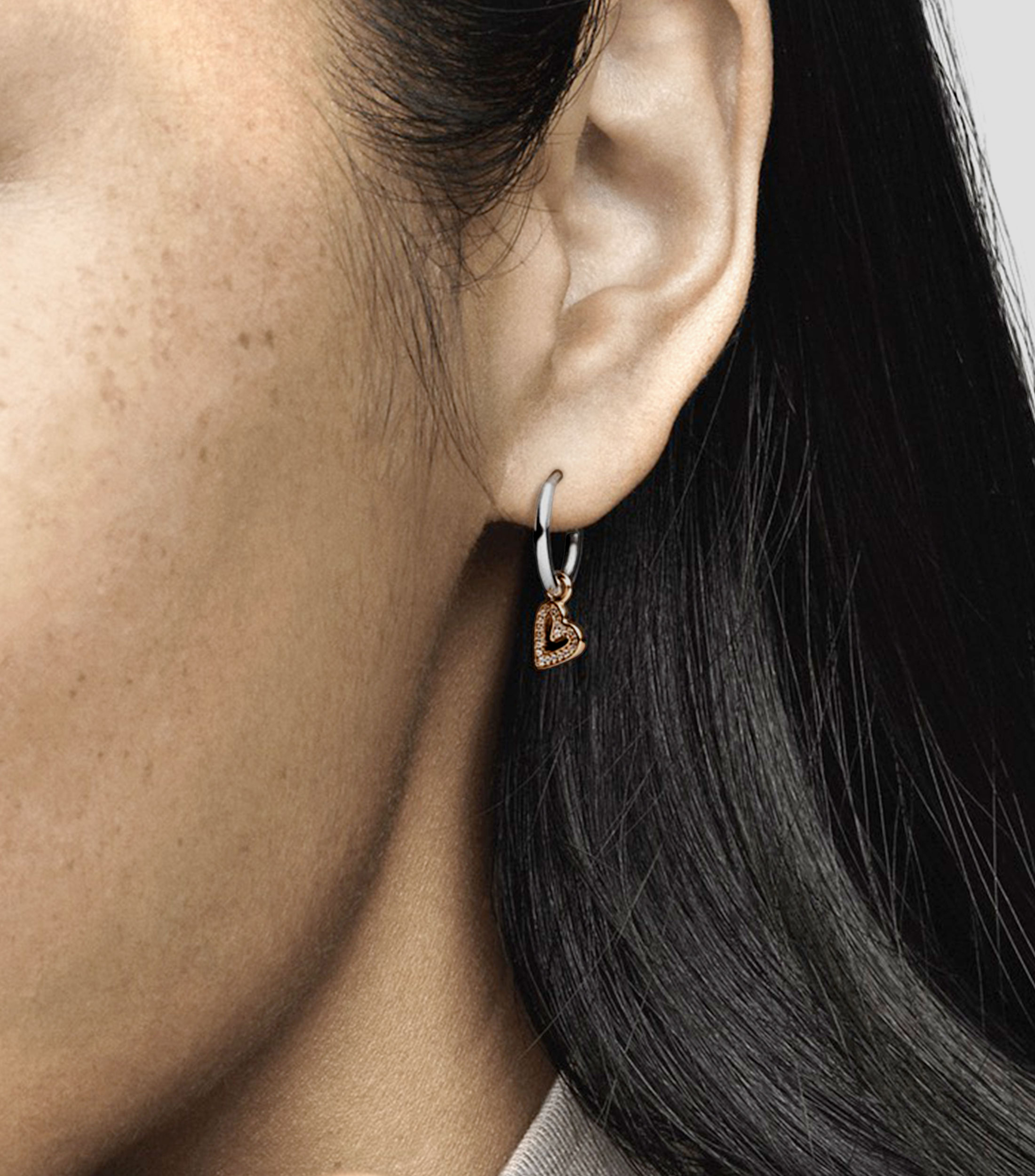 Aretes de aro resplandecientes corazón con zirconia cúbica Mujer