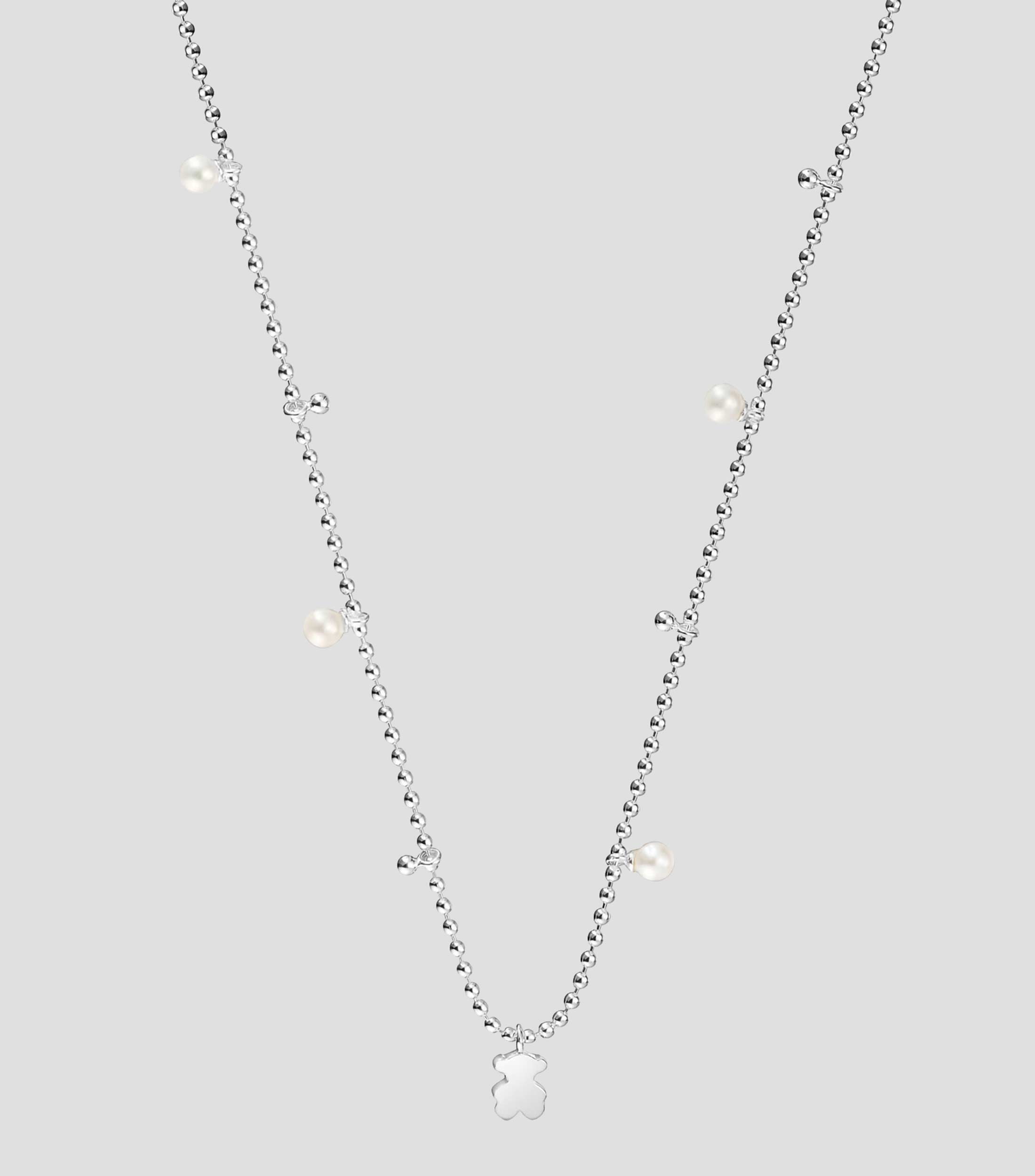 Collar Oso en Plata con perlas Sweet Dolls Mujer