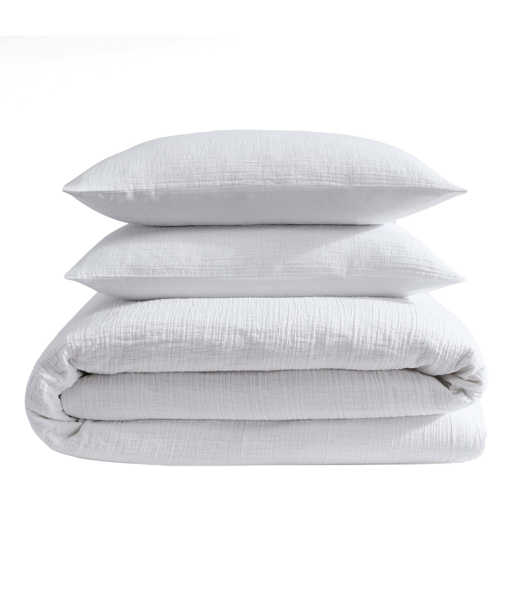 Juego de Funda para Duvet Queen Size de algodon Washed Texture blanco