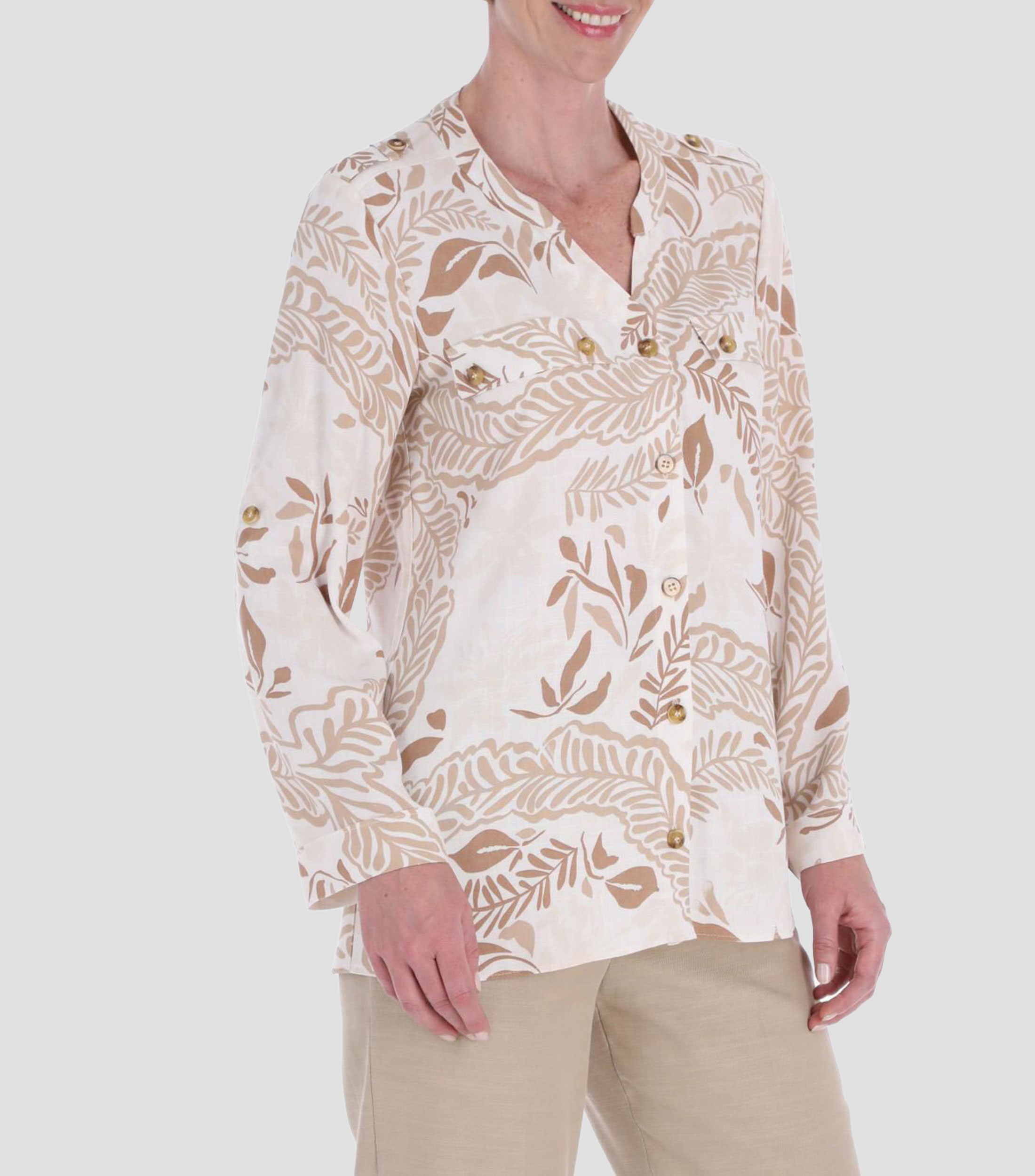 Blusa estampada con manga larga Mujer