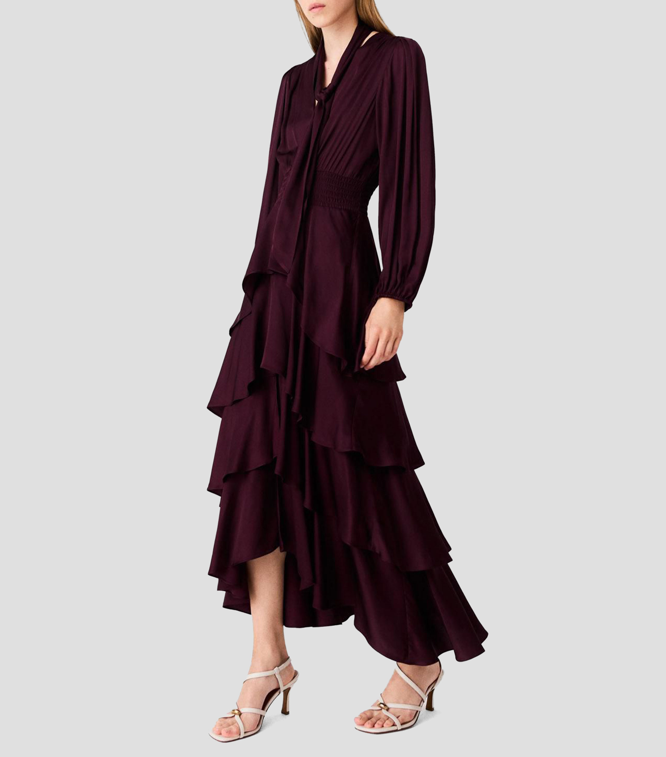 Vestido largo Ruffinelaty manga larga liso Mujer