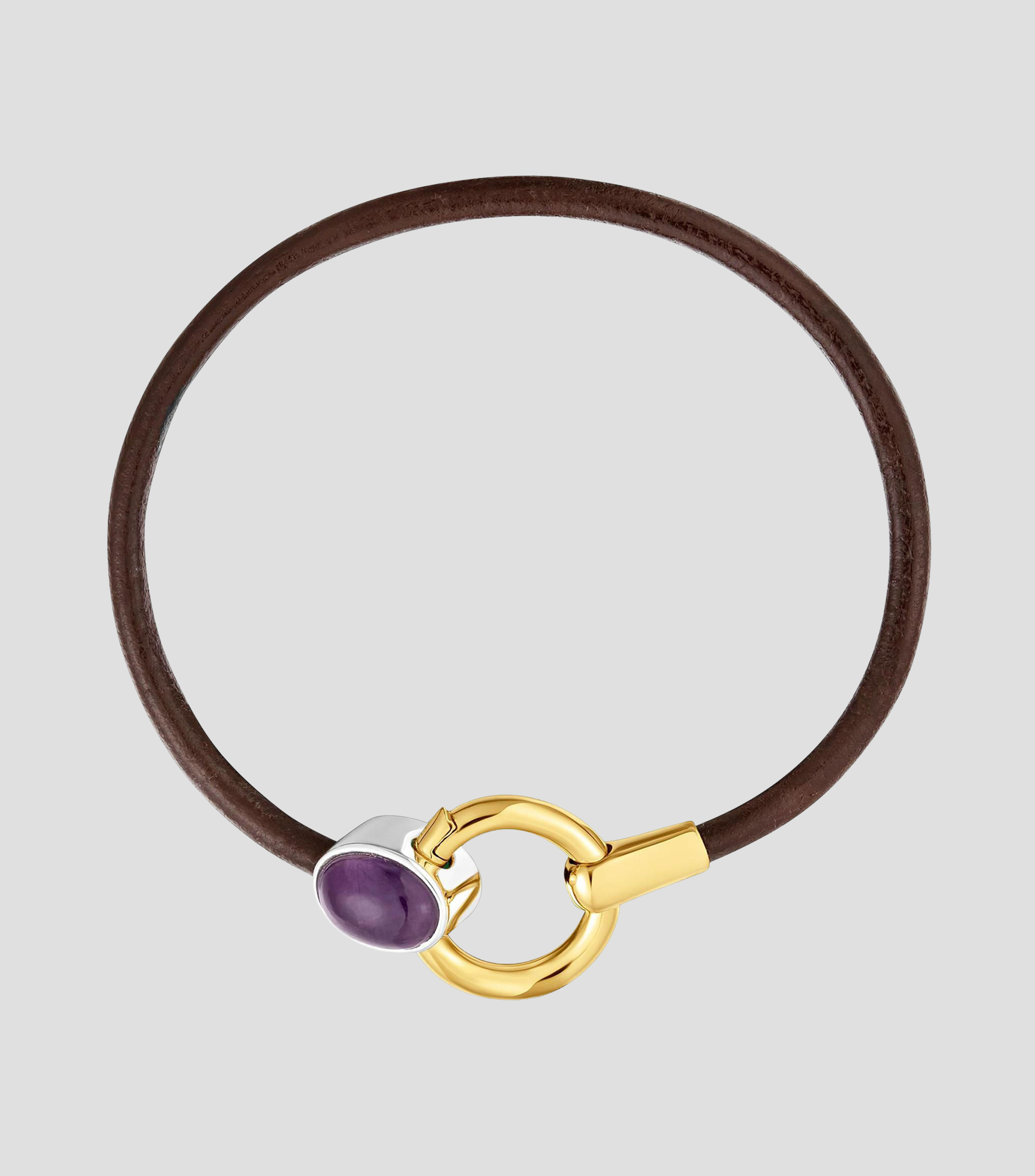 Pulsera café con amatista motivo argolla Gem Power Mujer