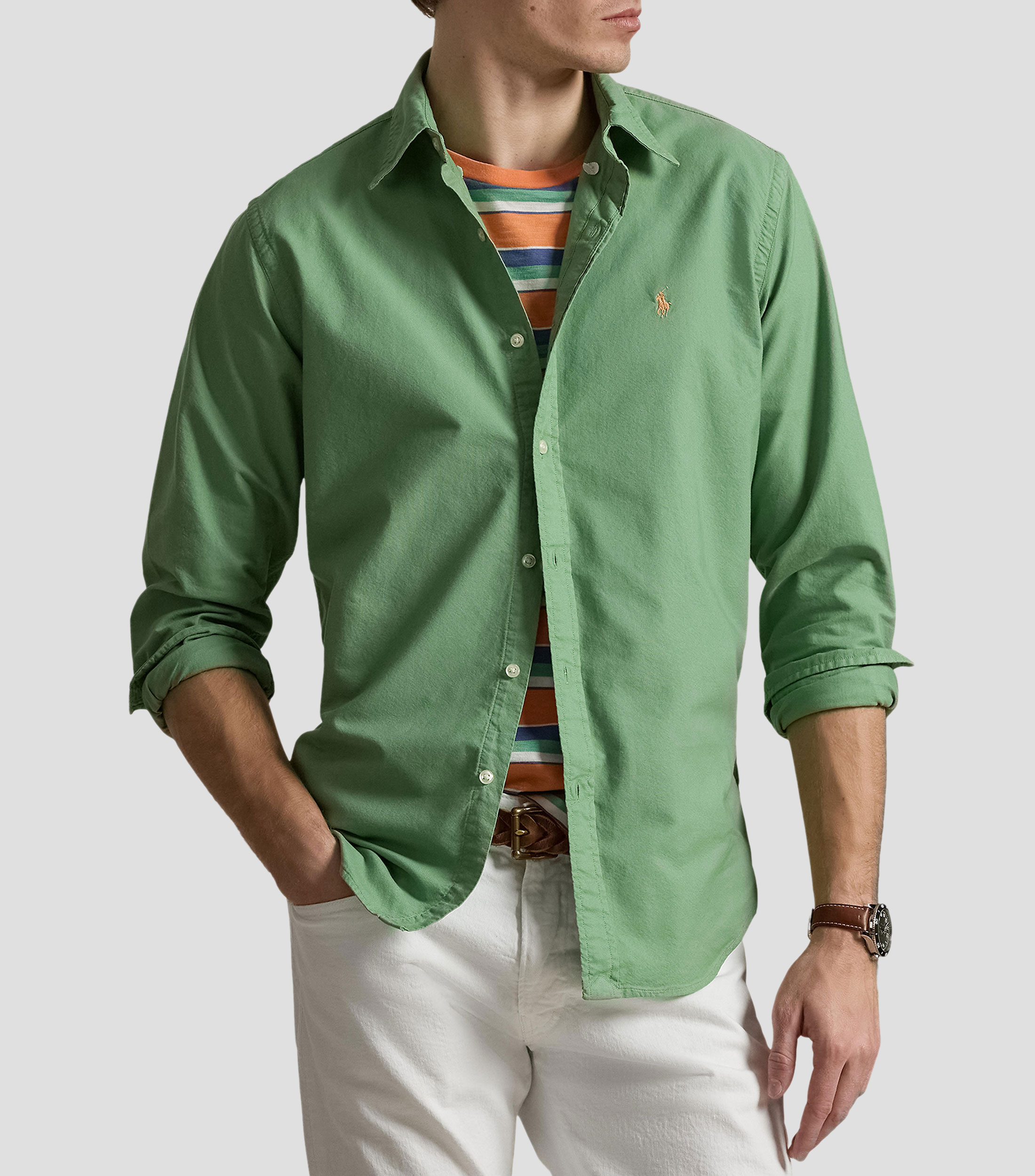 Camisa lisa manga larga Hombre