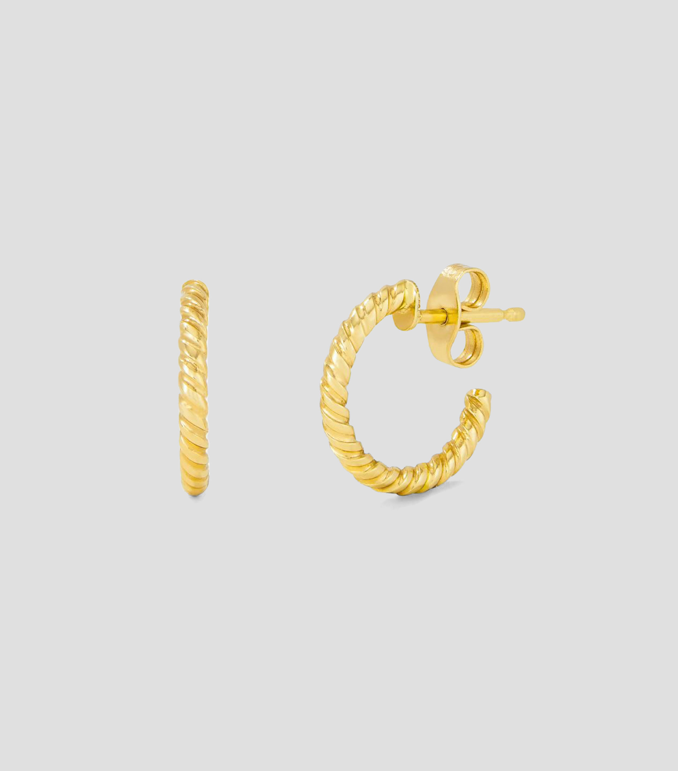 Aretes aro en Oro amarillo de 18 Kilates torsade Mujer