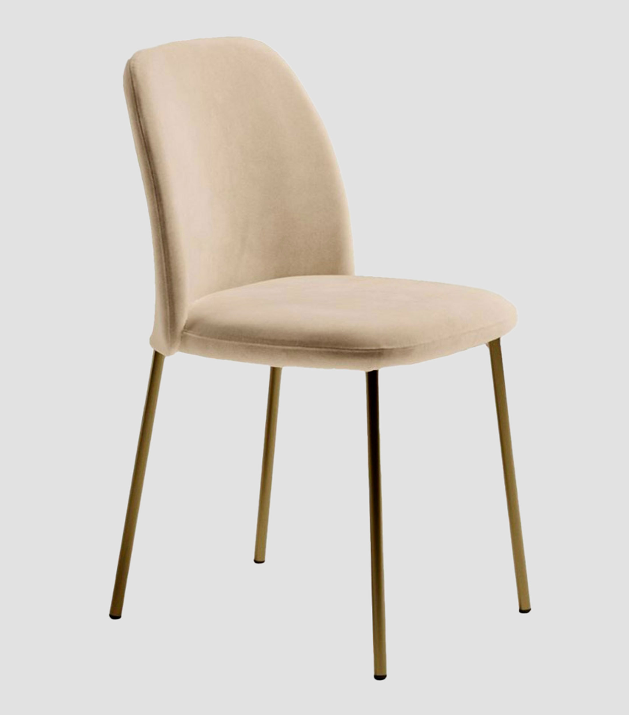 Silla para comedor Vivian en acero y tela arena