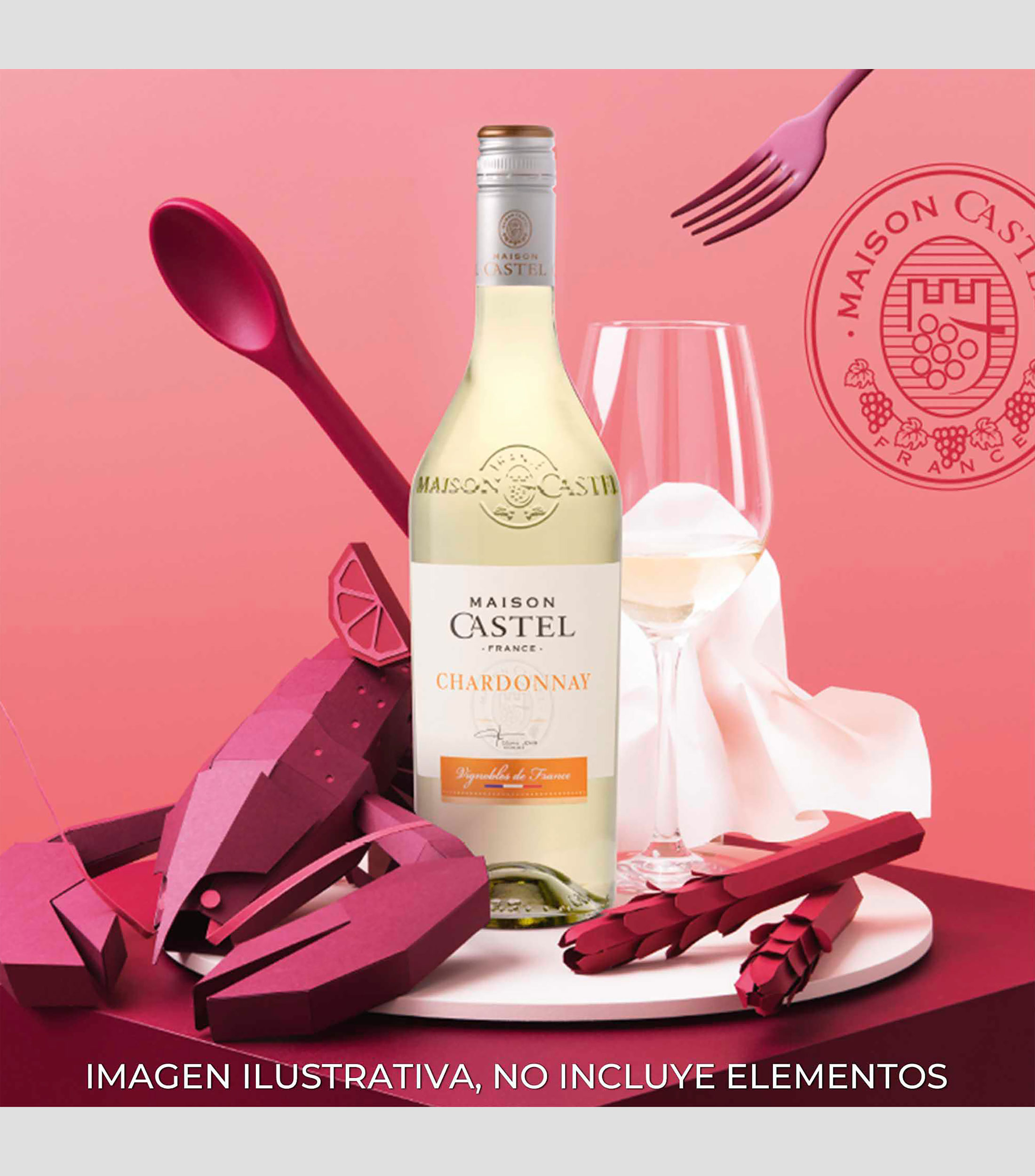 Vino Blanco Chardonnay Maison Castel, Francia, 750 ml