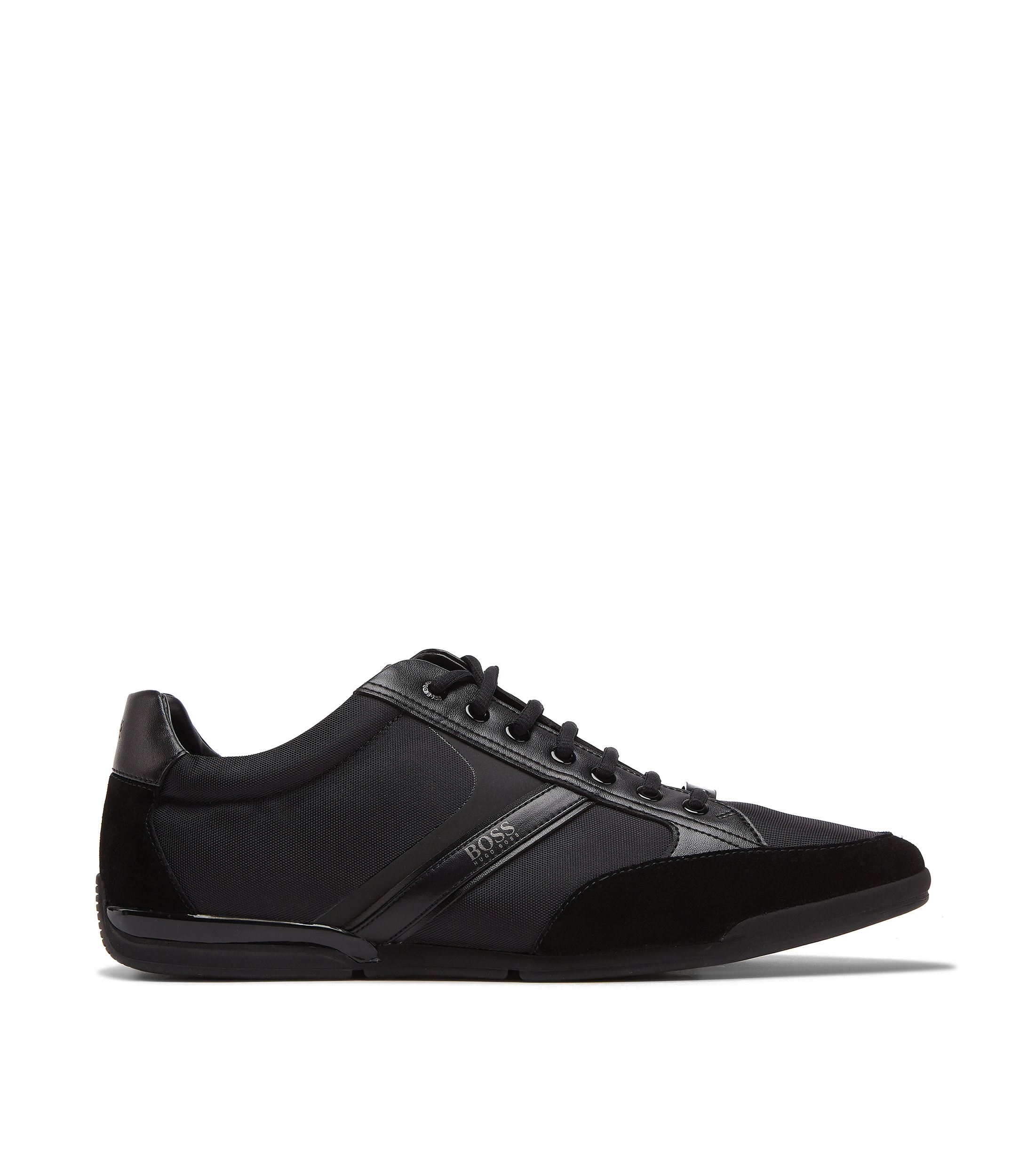 Boss Tenis deportivos negros Boss de caña baja con forro en carbón de