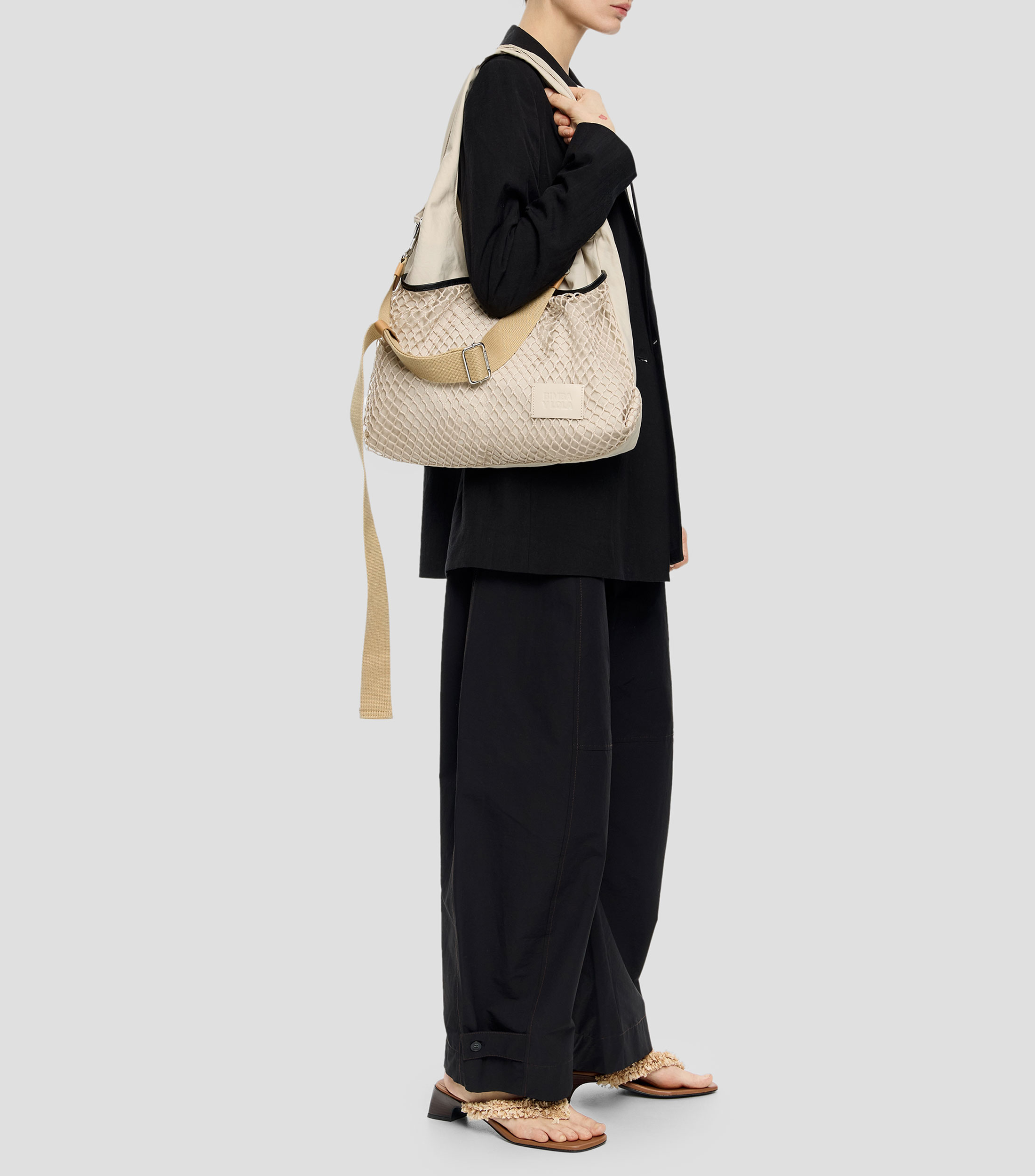 Bolsa hobo Paper grande en nylon blanco piedra Mujer