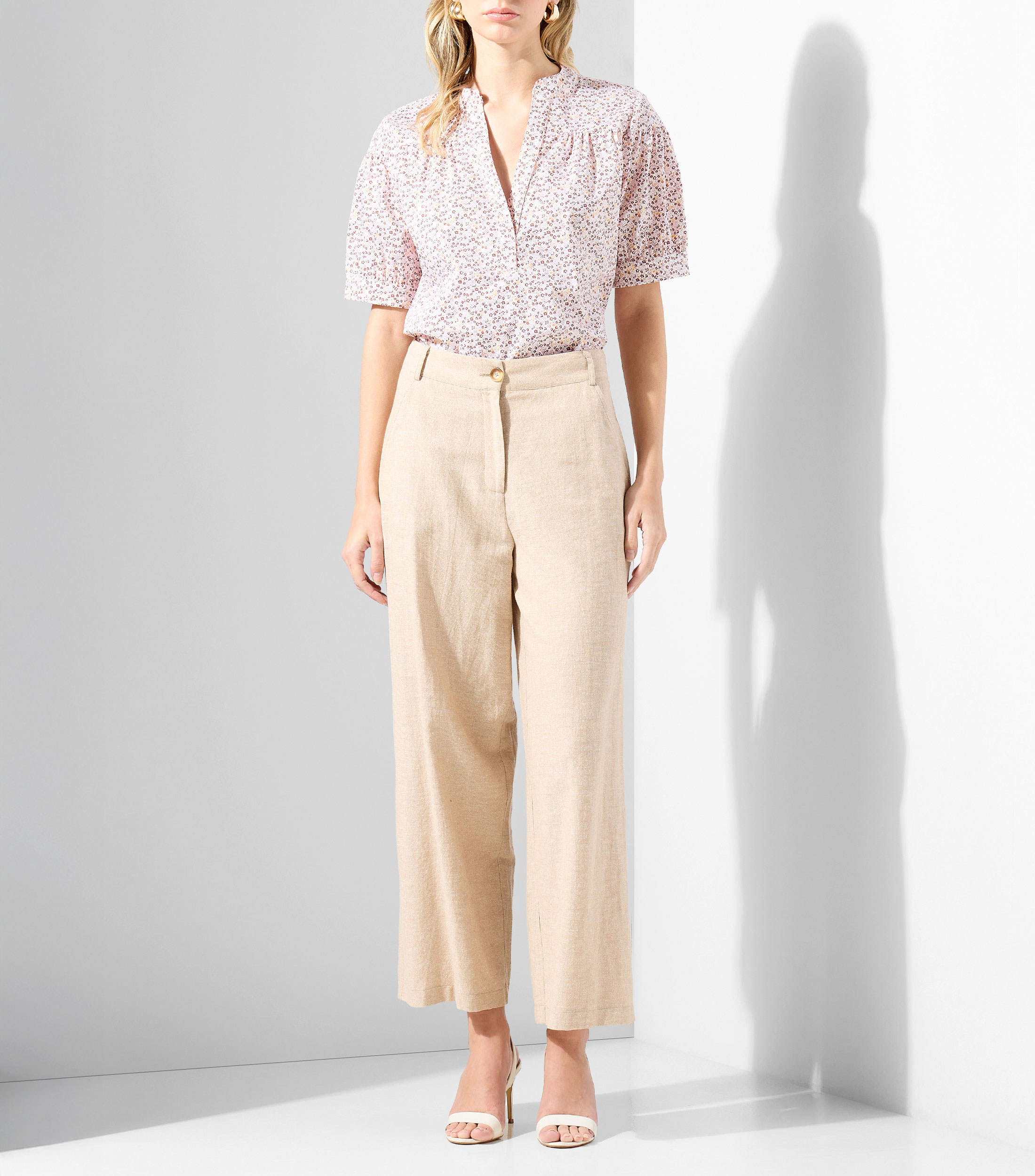 Blusa estampada manga corta Mujer