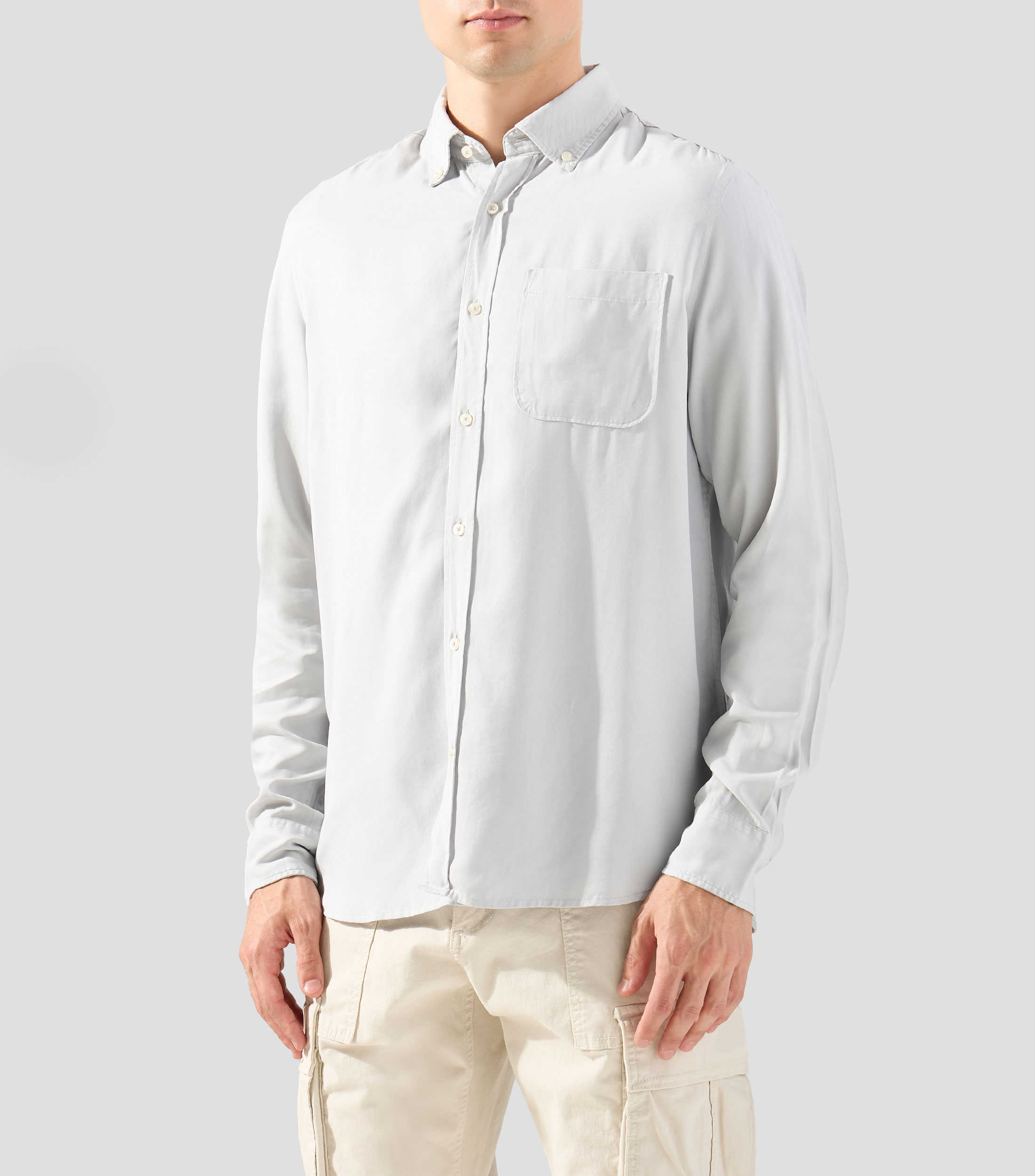 Camisa lisa manga larga Hombre