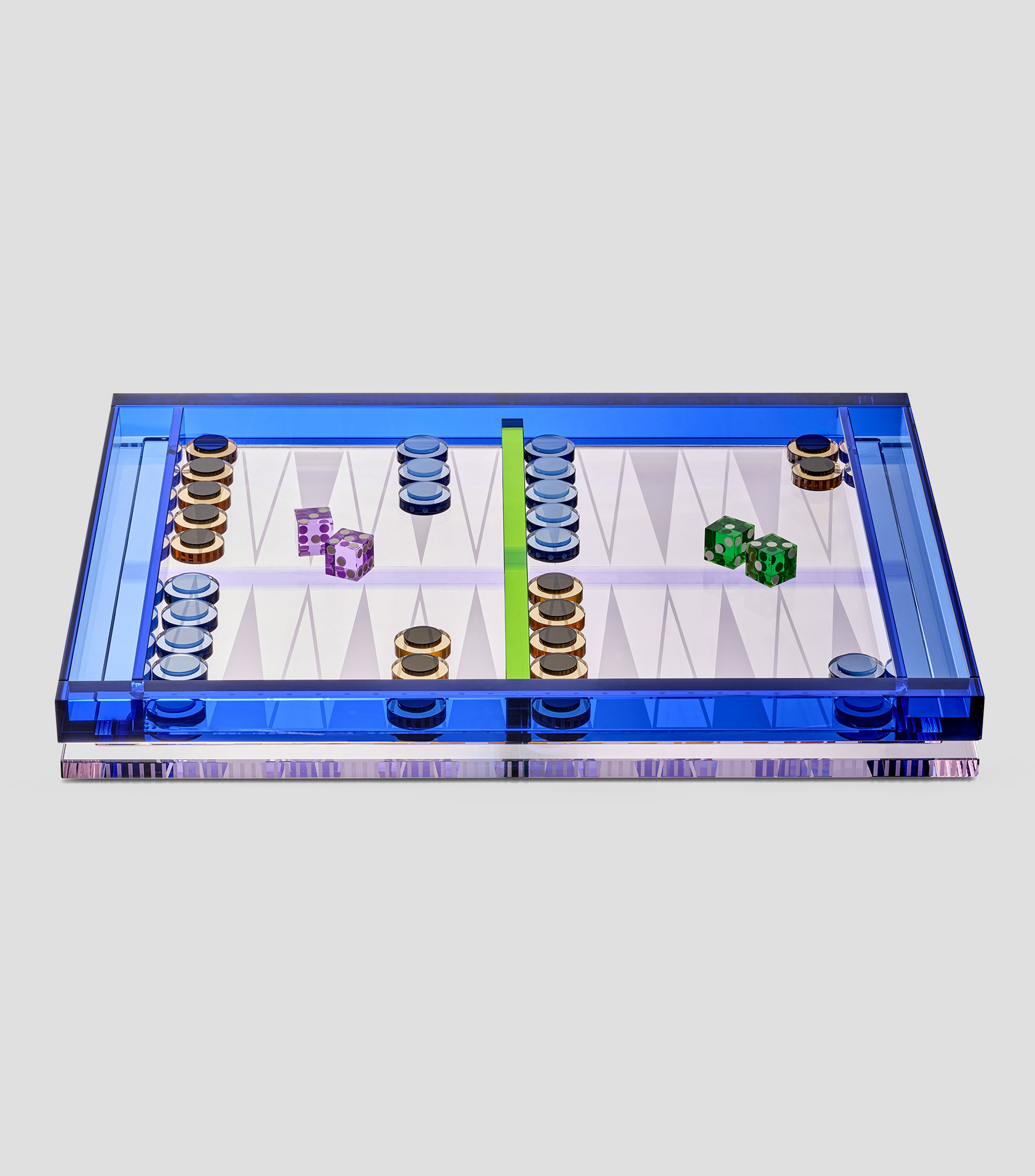 Grand Backgammon Vintage Crisloid – Cristal Bakélite Vert/jaune, étui Lin, USA