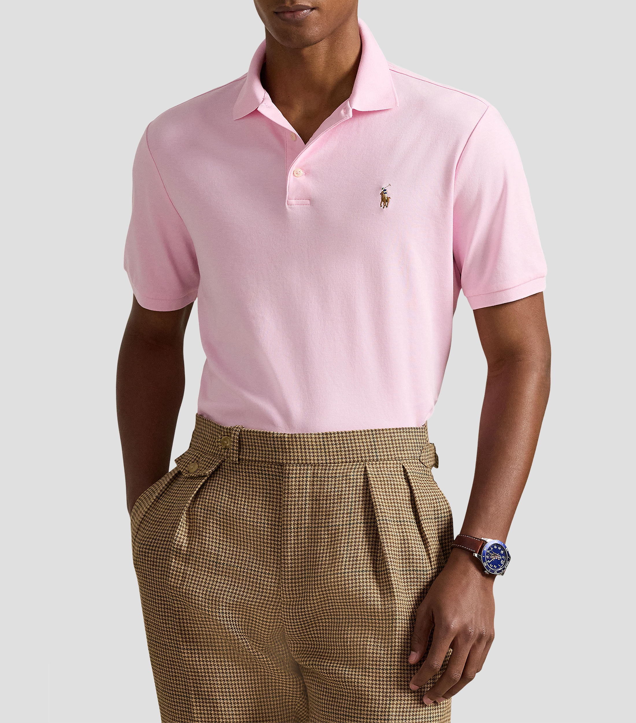 Playera tipo polo manga corta lisa Hombre