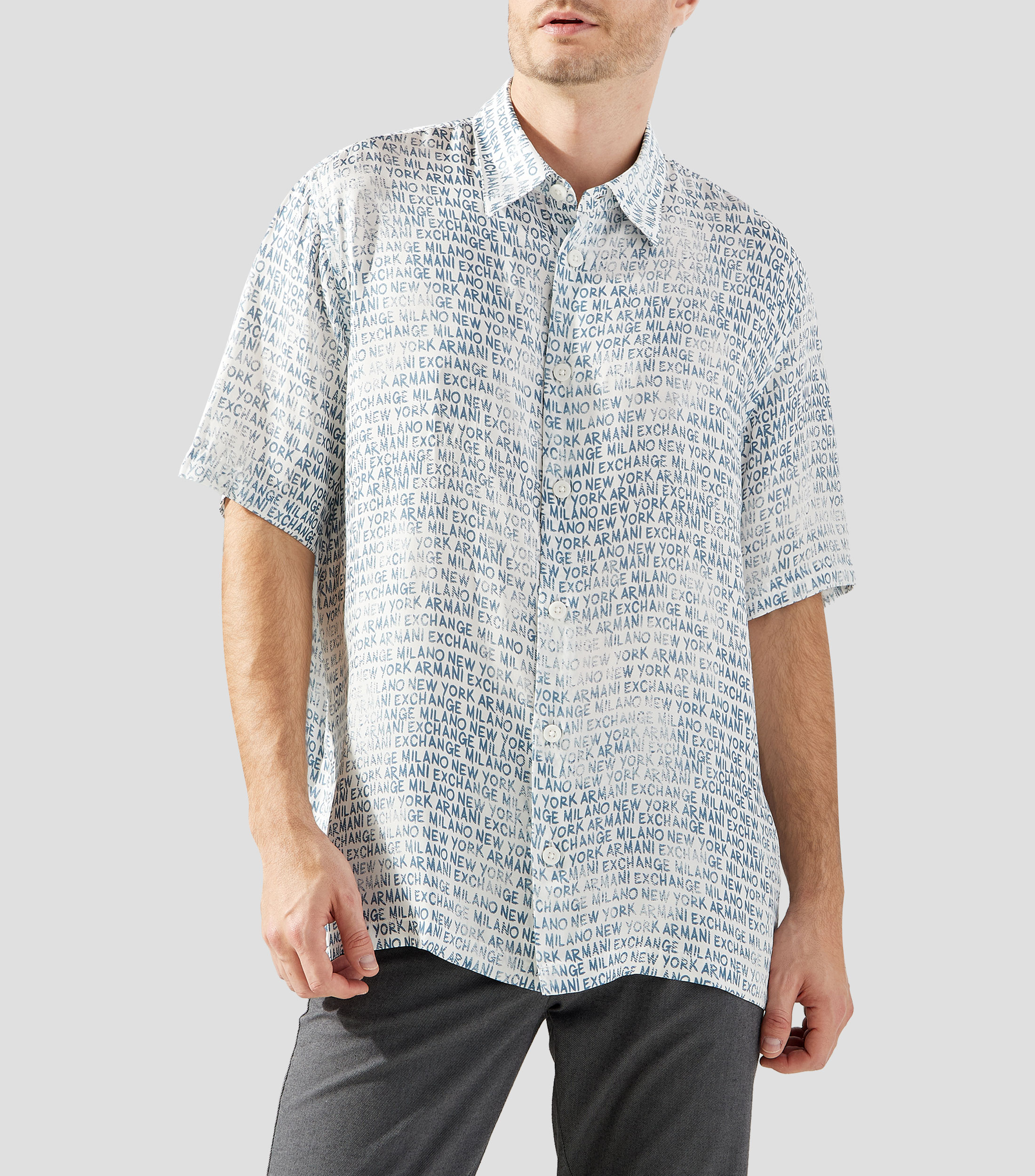 Camisa con estampado manga corta Hombre