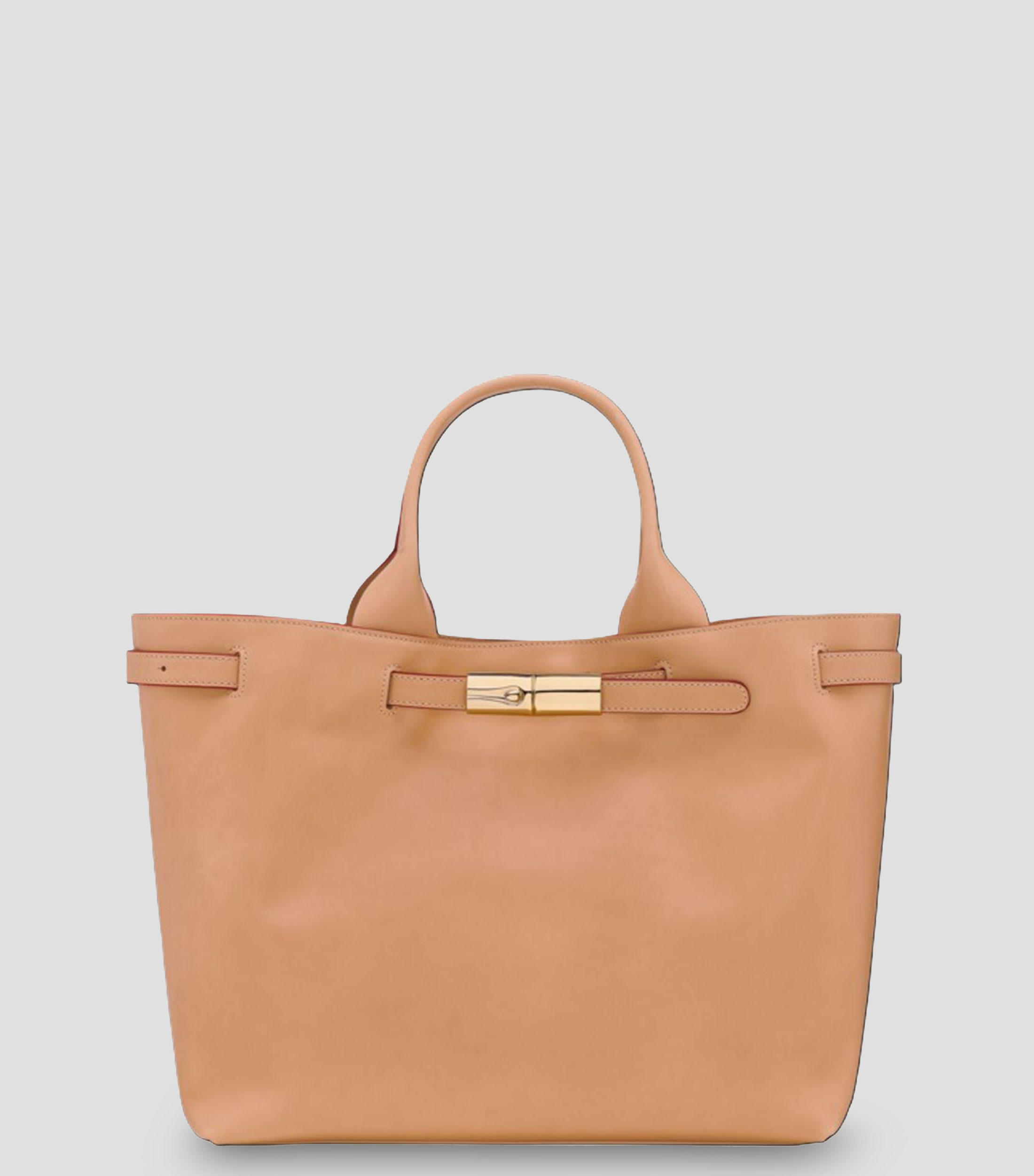 Bolsa tote en cuero de becerro lisa Mujer