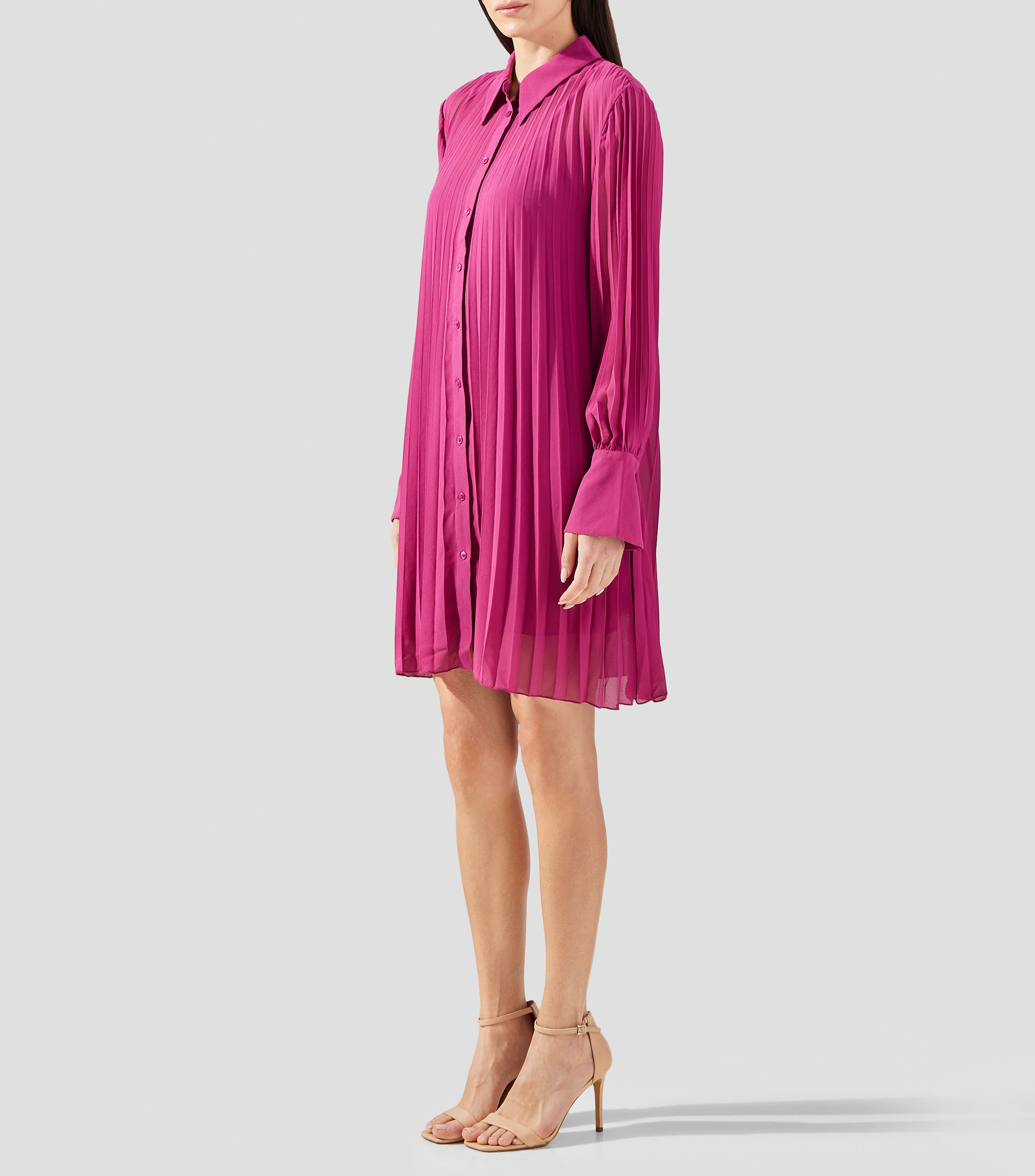 Vestido corto manga larga liso Mujer