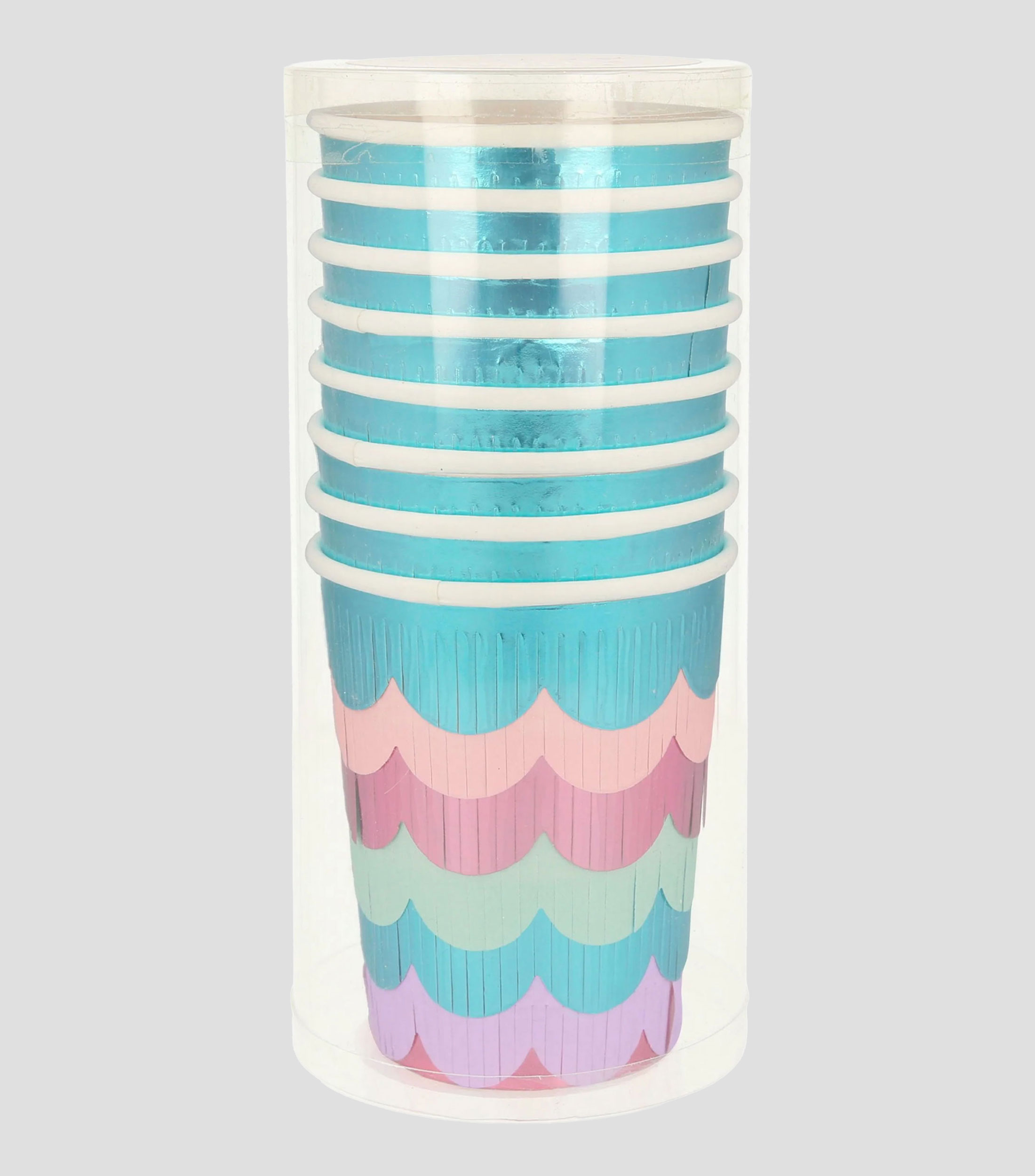 Set 8 vasos de papel Mermaid Scalloped Fringe