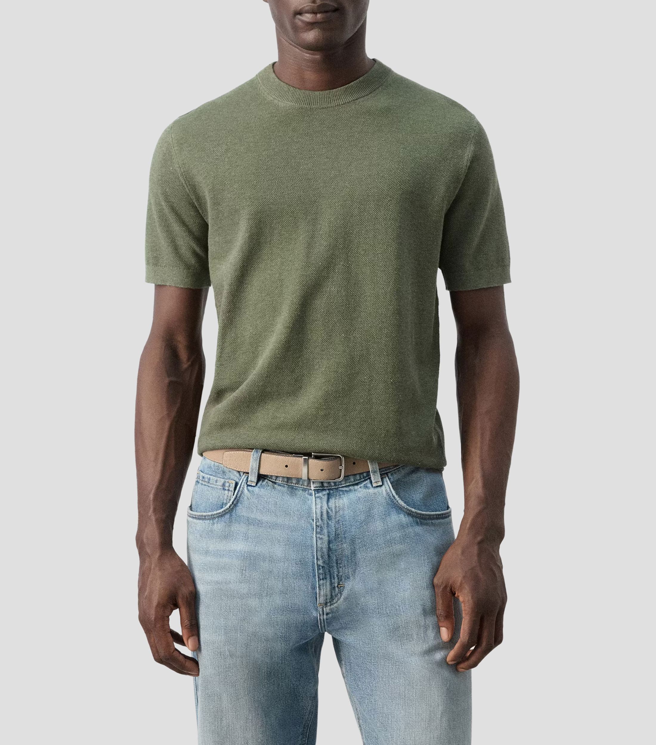 Playera tipo polo manga corta jaspeada Hombre
