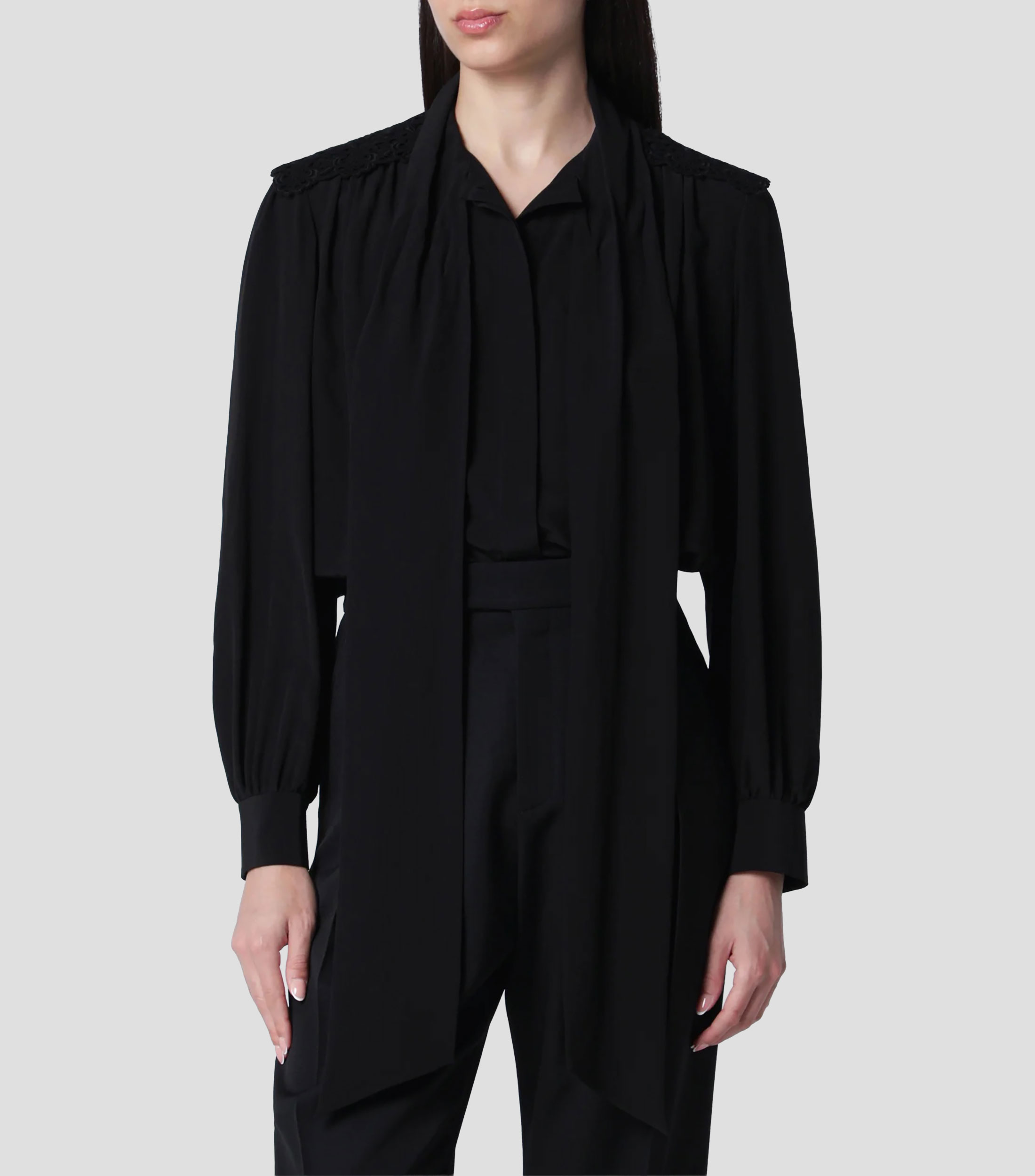 Blusa lisa manga larga Mujer