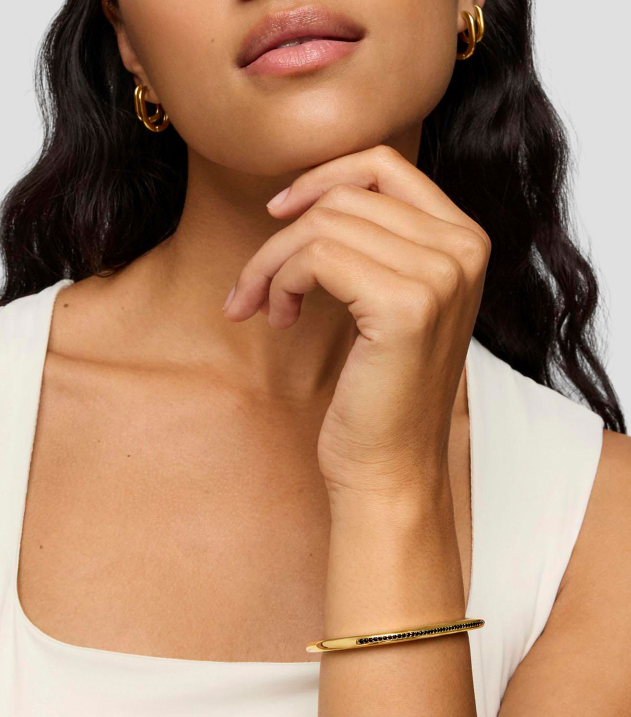 Brazalete en plata con espinelas Line Mujer