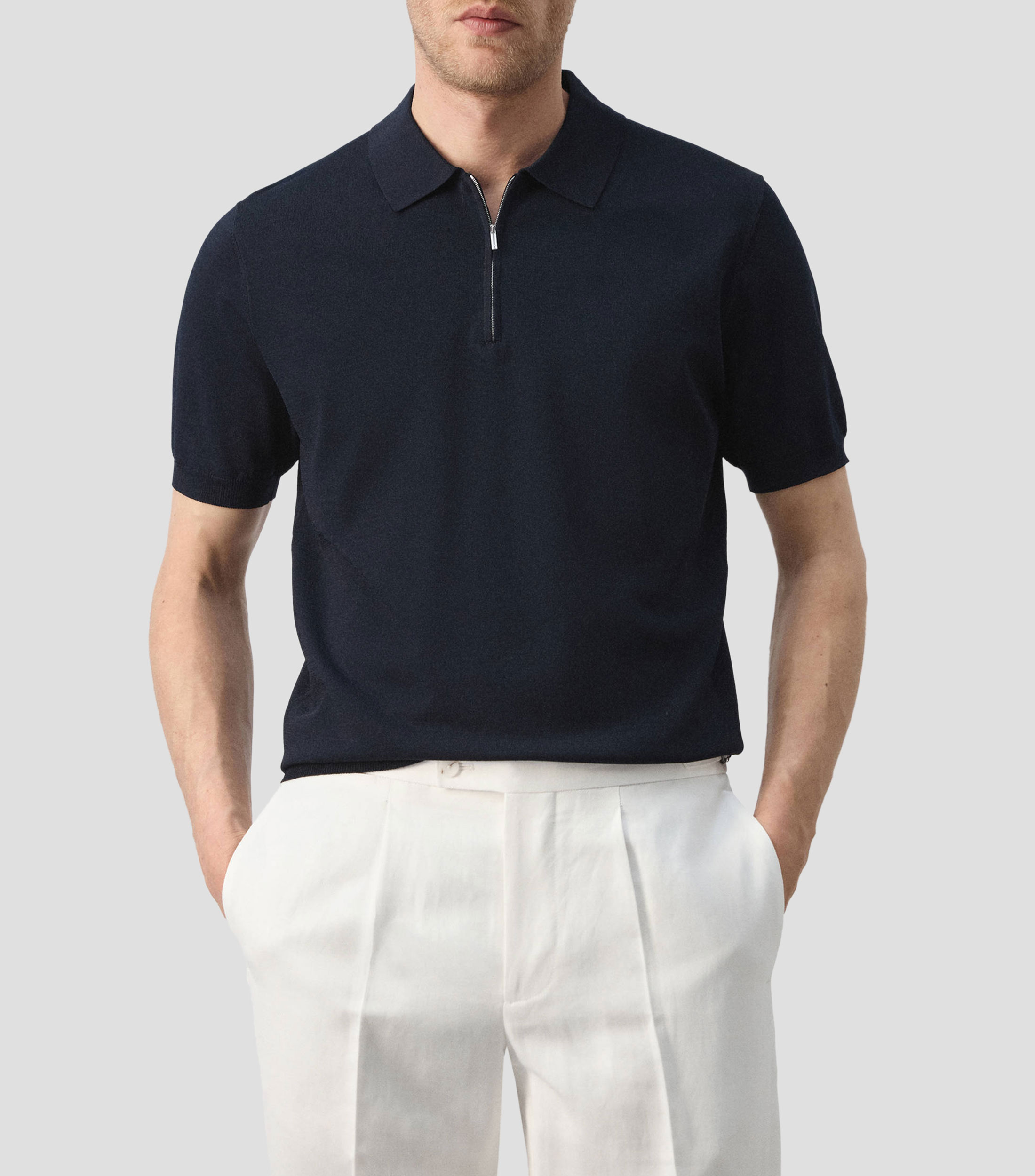 Playera tipo polo manga corta lisa Hombre