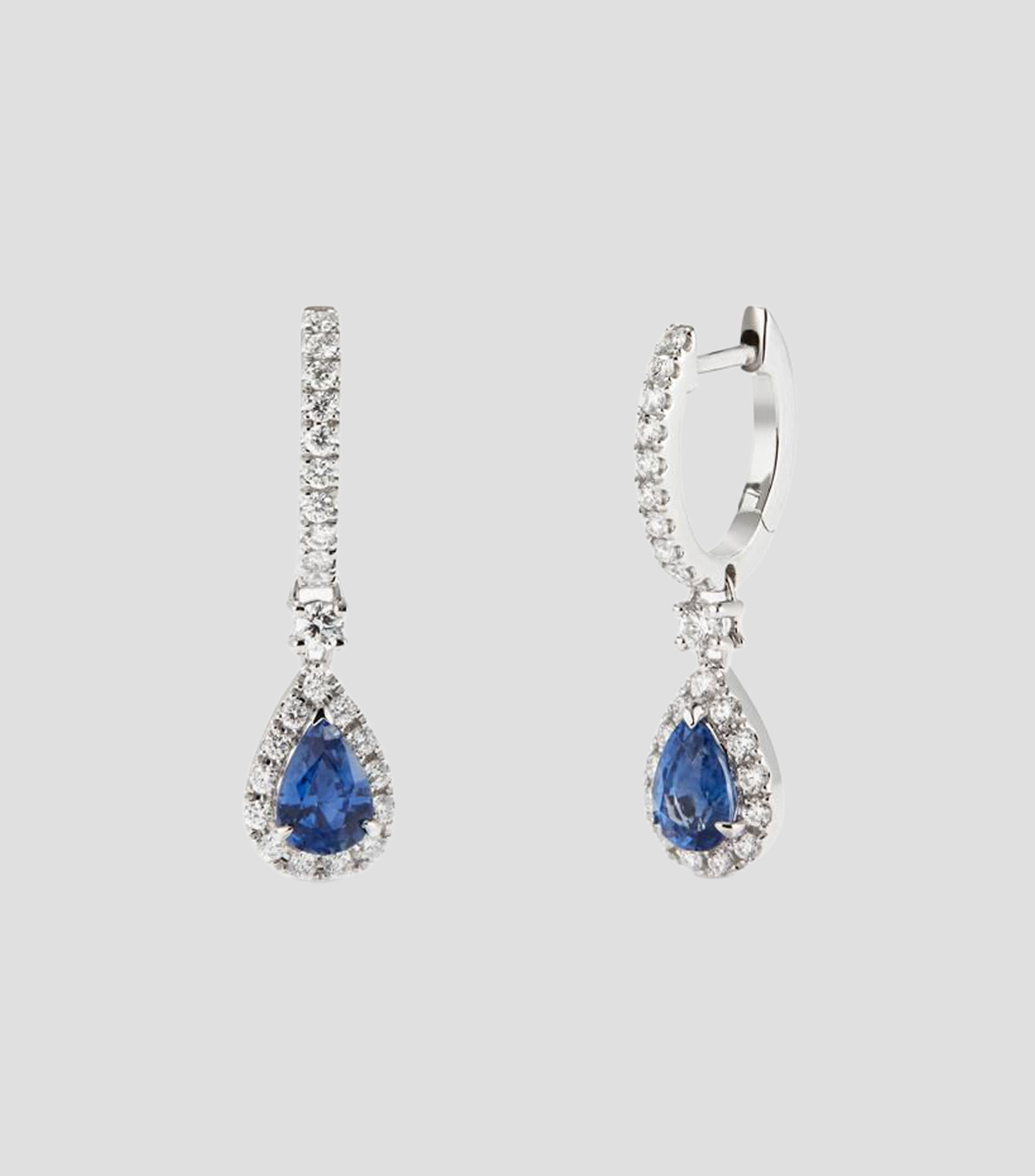 Aretes en Oro Blanco de 18 kilates con zafiro Mujer