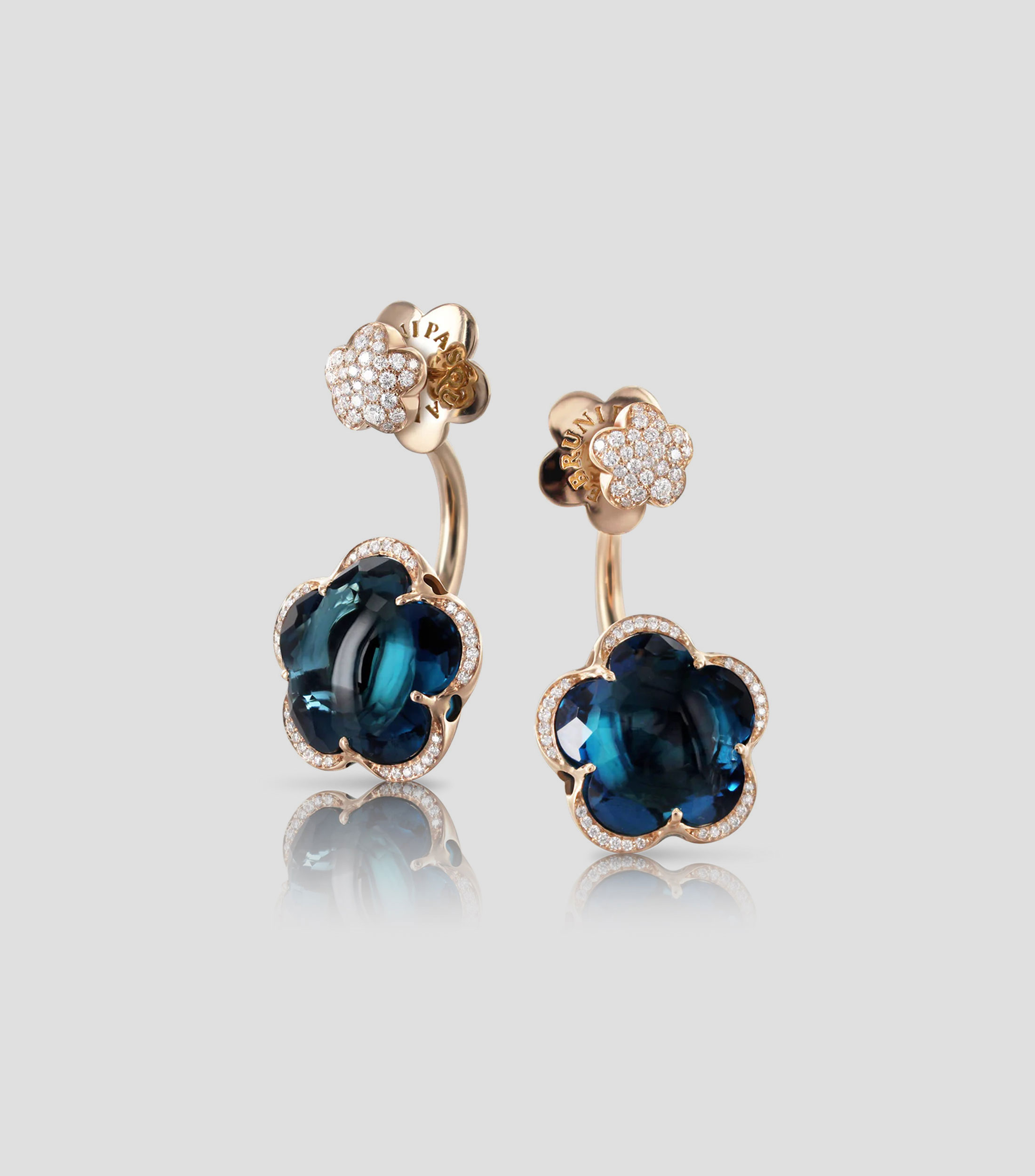 Aretes en Oro 18 kilates Bon Ton con Topacio Blue London y Diamantes Mujer